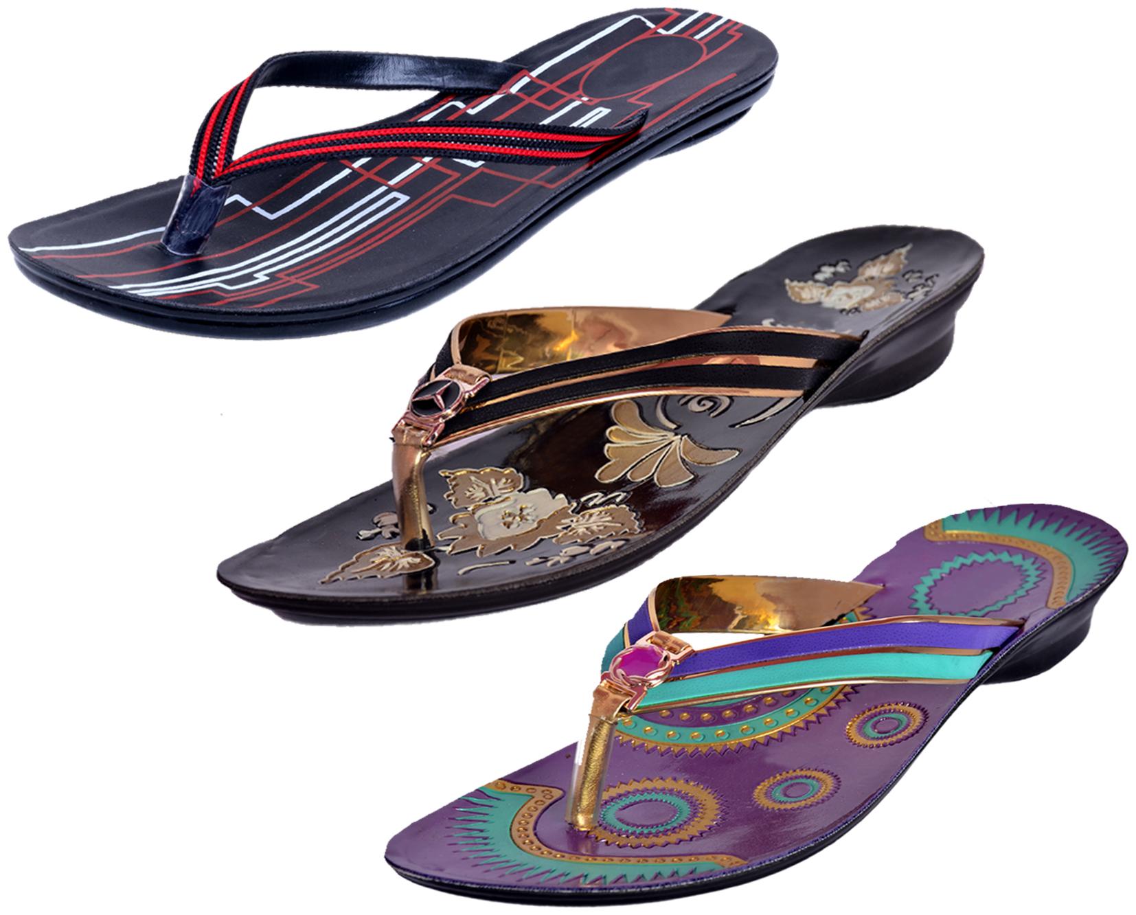 

IndiWeaves Womens Slippers Flipflops Pack of 3