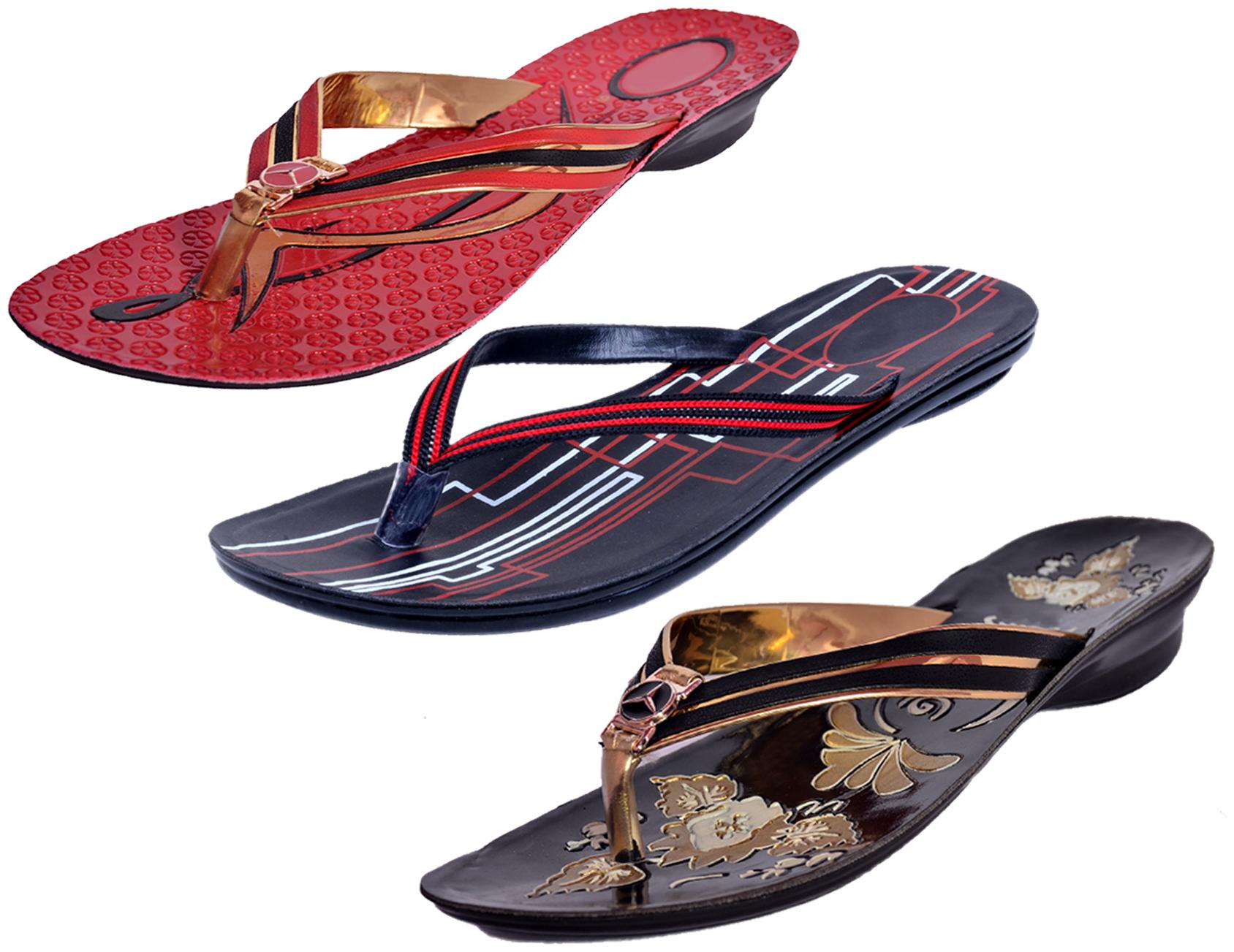 

IndiWeaves Womens Slippers Flipflops Pack of 3