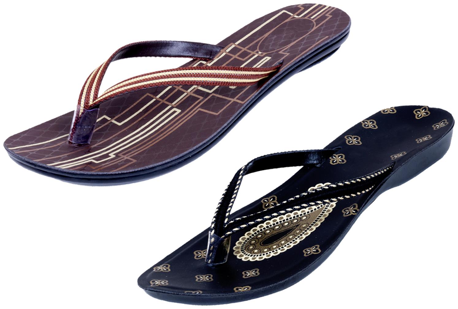

IndiWeaves Womens Slippers Flipflops Pack of 2