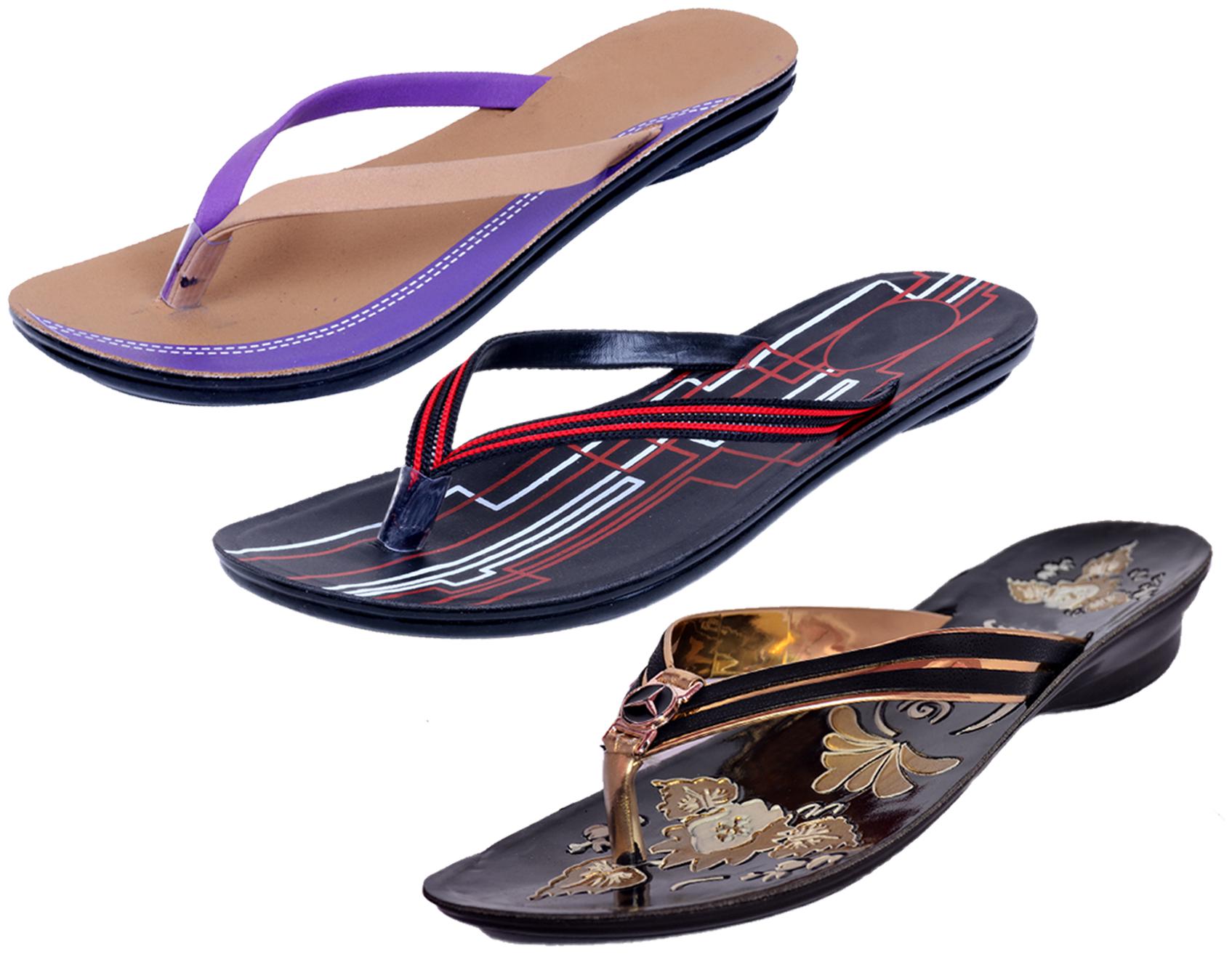 

IndiWeaves Womens Slippers Flipflops Pack of 3