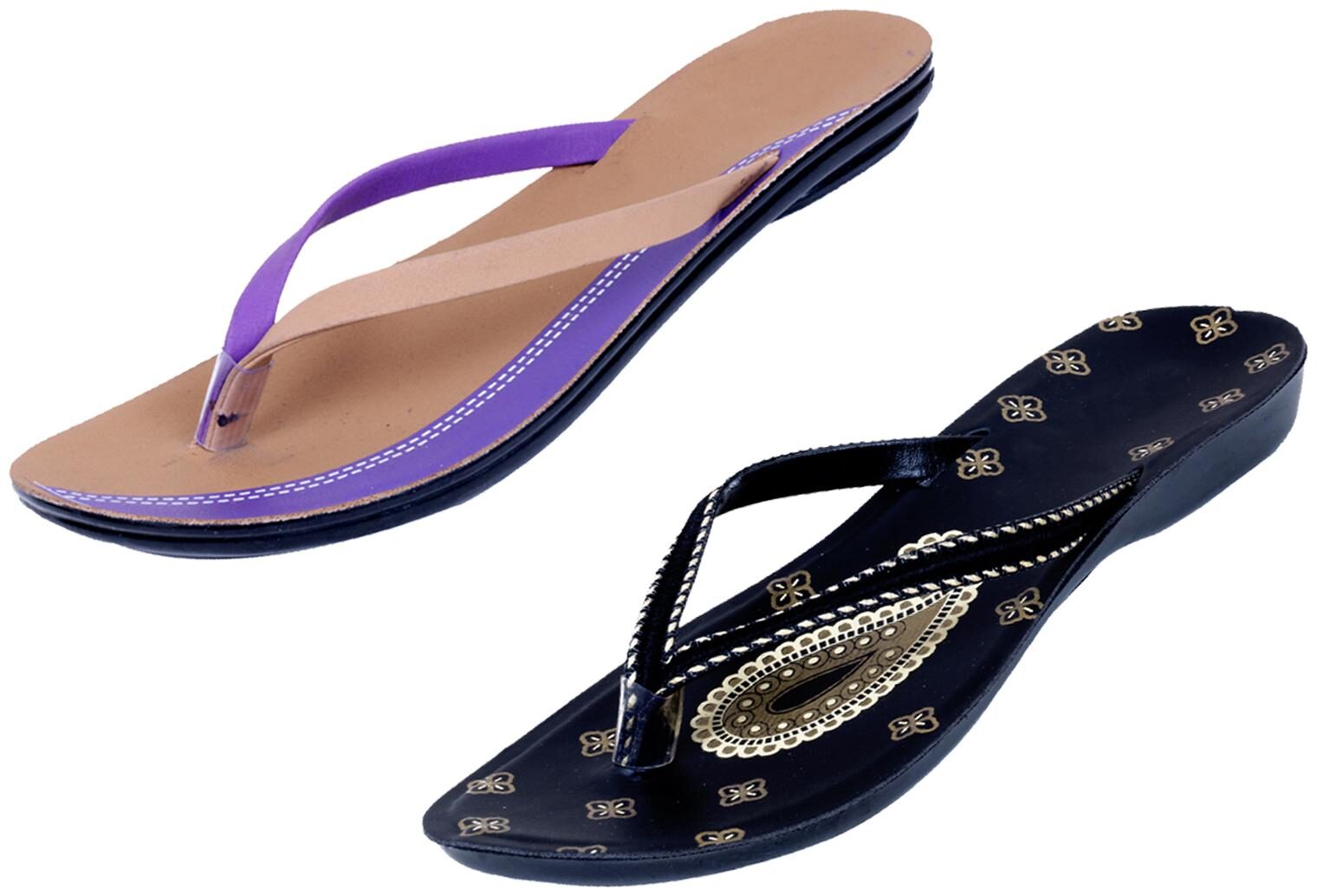 

IndiWeaves Womens Slippers Flipflops Pack of 2