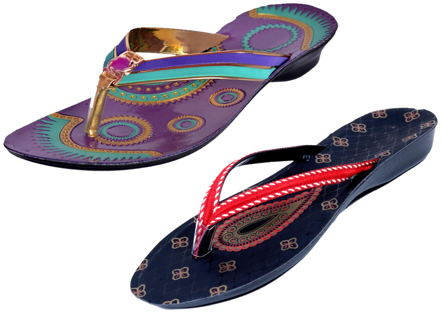 

IndiWeaves Womens Slippers Flipflops Pack of 2