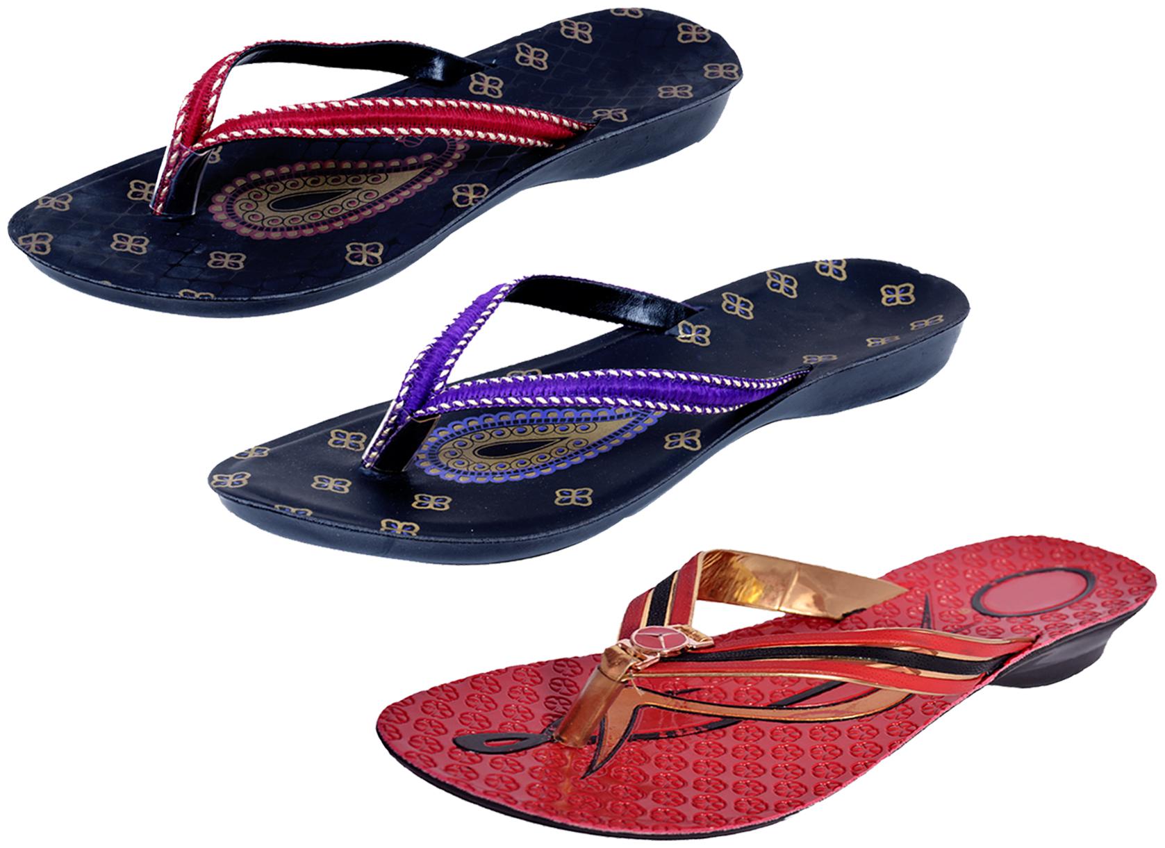 

IndiWeaves Womens Slippers Flipflops Pack of 3
