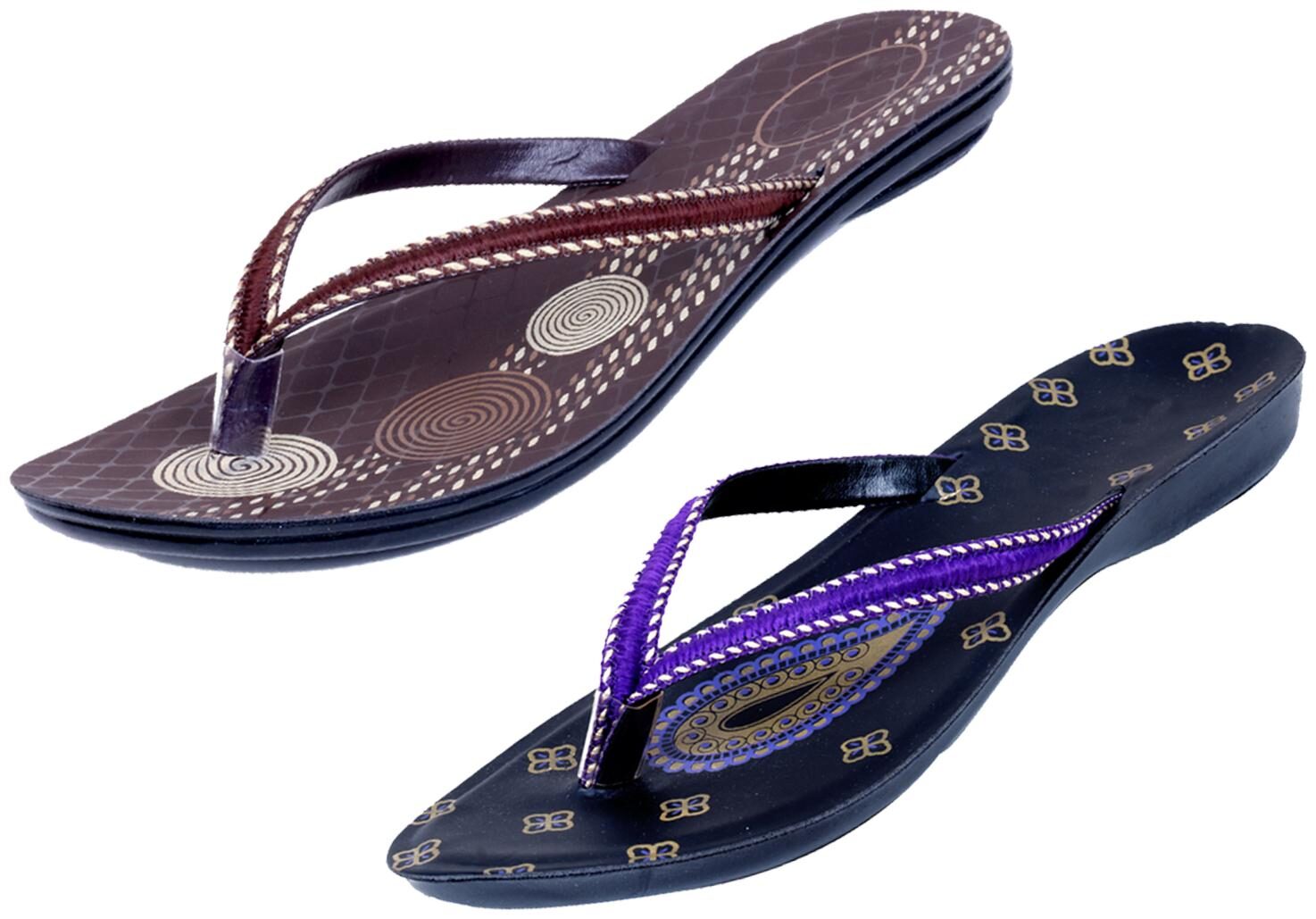 

IndiWeaves Womens Slippers Flipflops Pack of 2