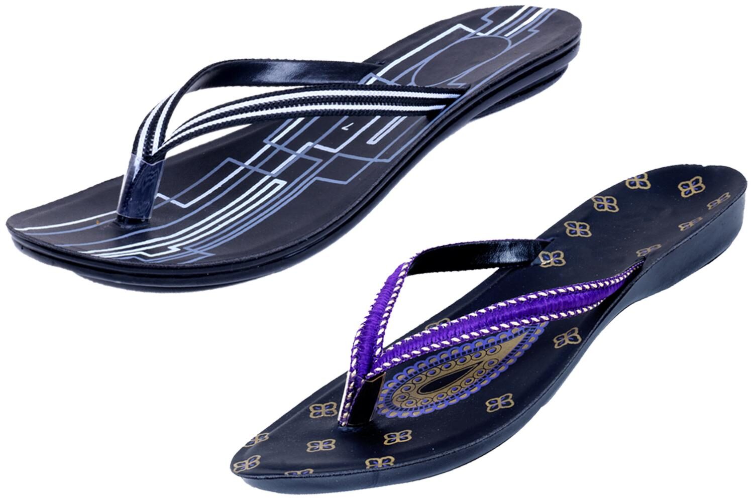 

IndiWeaves Womens Slippers Flipflops Pack of 2
