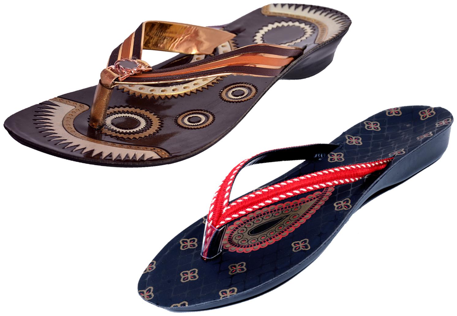 

IndiWeaves Womens Slippers Flipflops Pack of 2