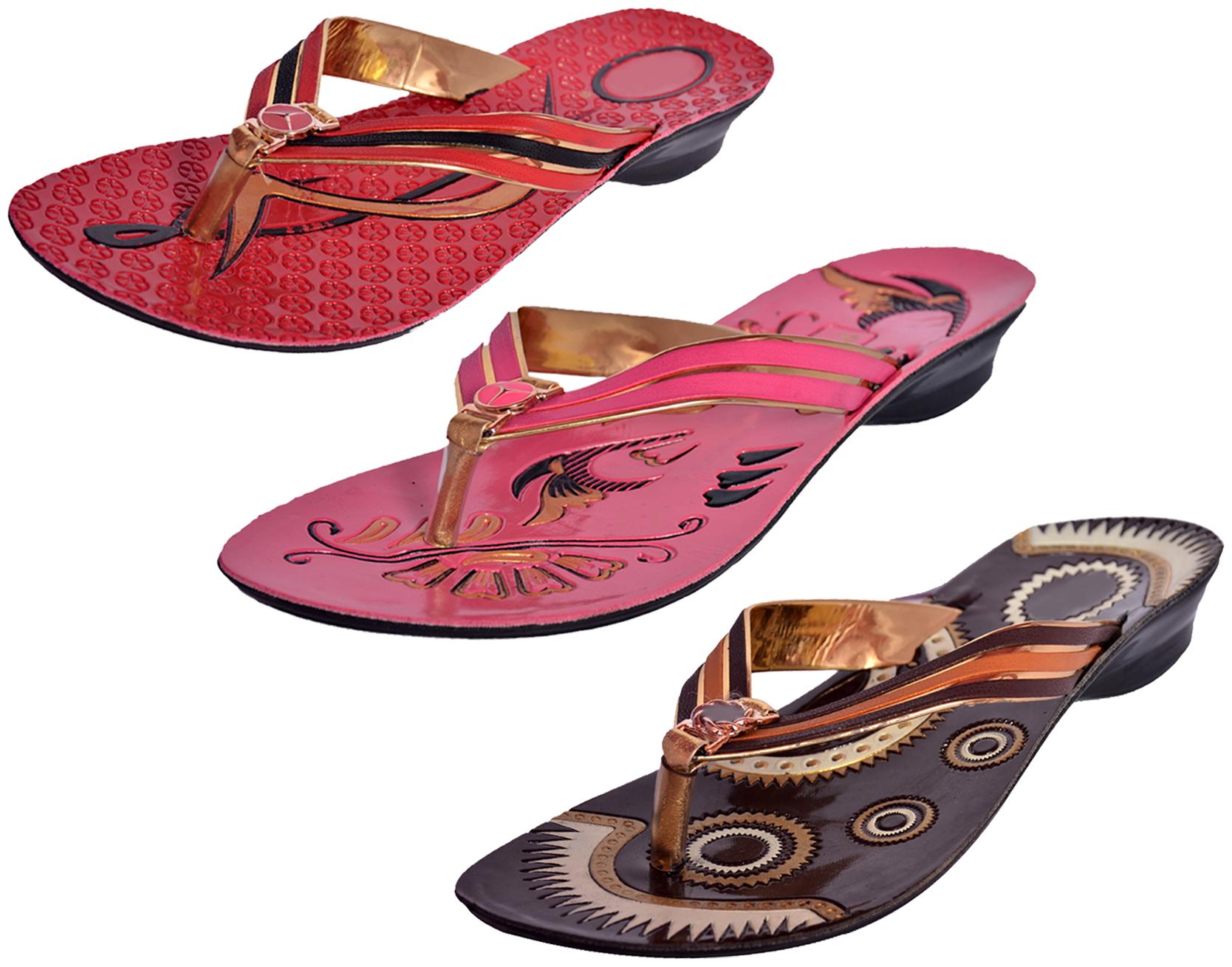 

IndiWeaves Womens Slippers Flipflops Pack of 3