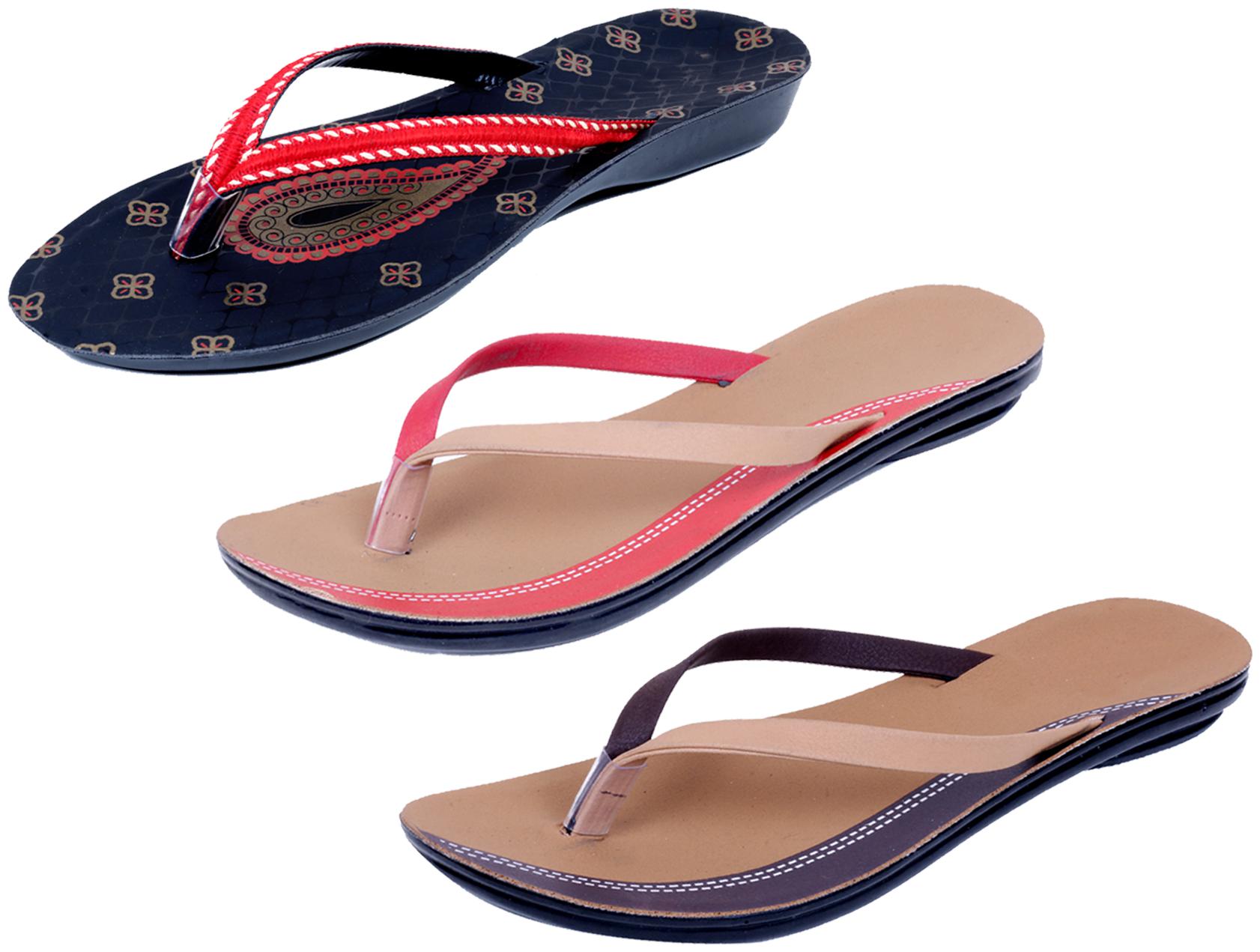 

IndiWeaves Womens Slippers Flipflops Pack of 3