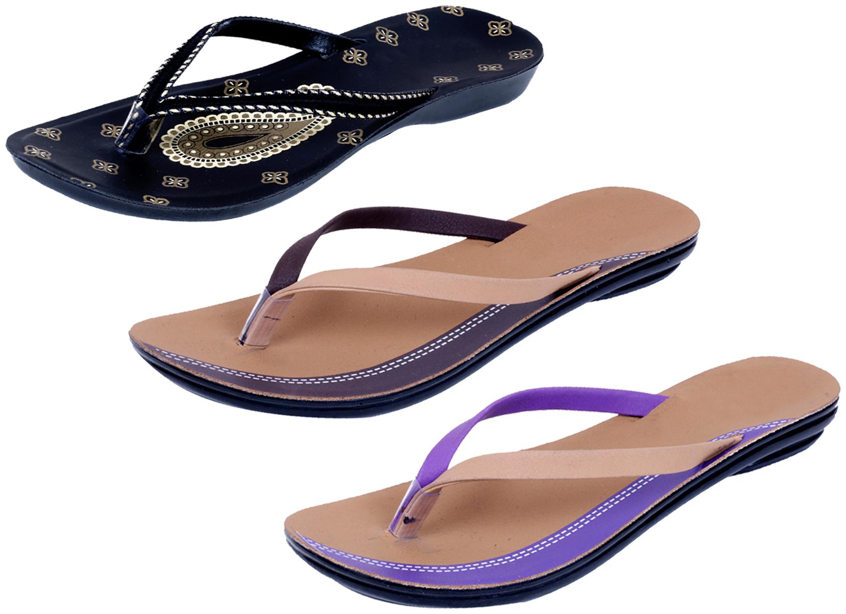 

IndiWeaves Womens Slippers Flipflops Pack of 3