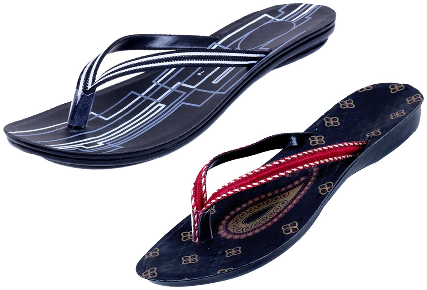 

IndiWeaves Womens Slippers Flipflops Pack of 2