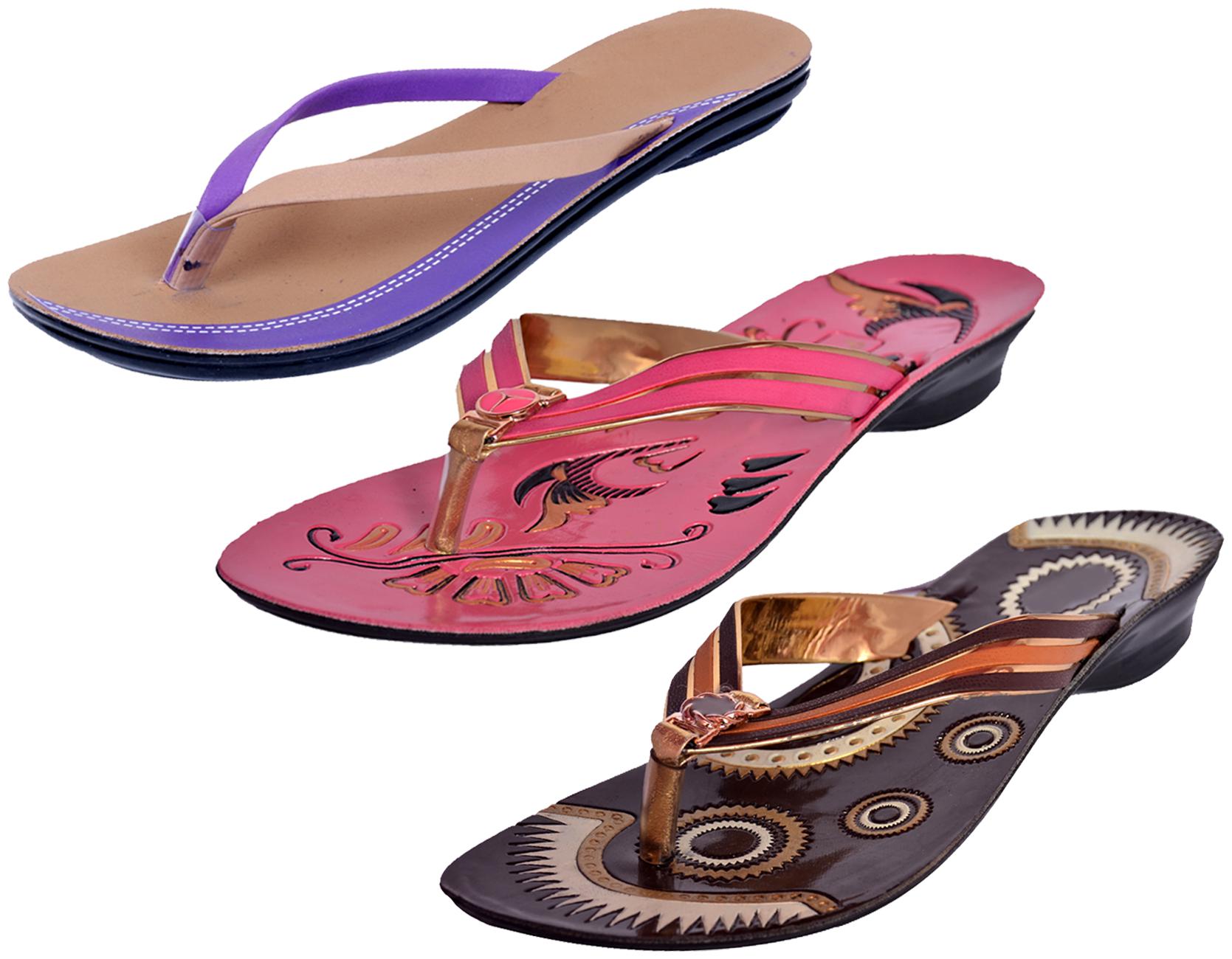 

IndiWeaves Womens Slippers Flipflops Pack of 3