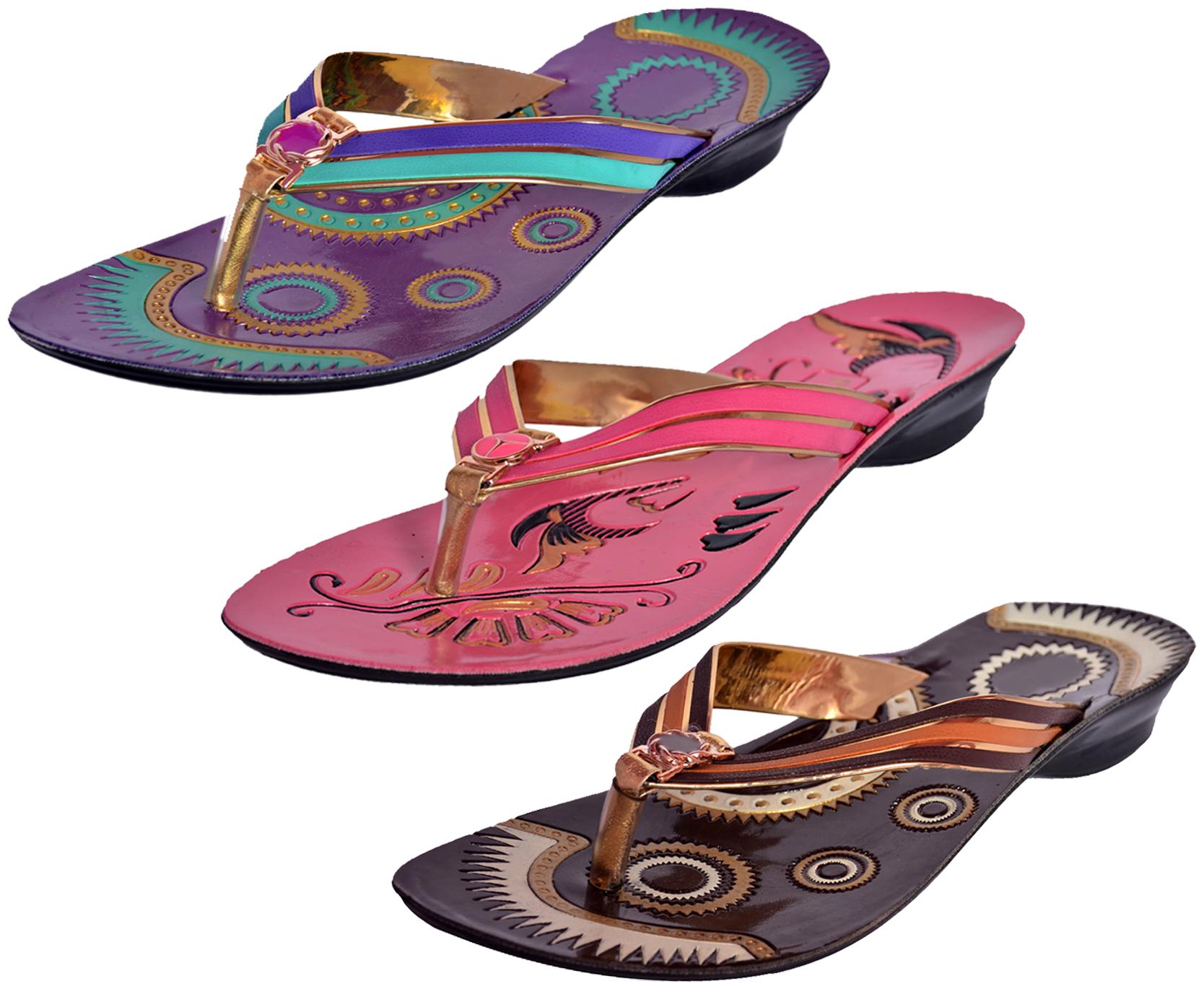 

IndiWeaves Womens Slippers Flipflops Pack of 3