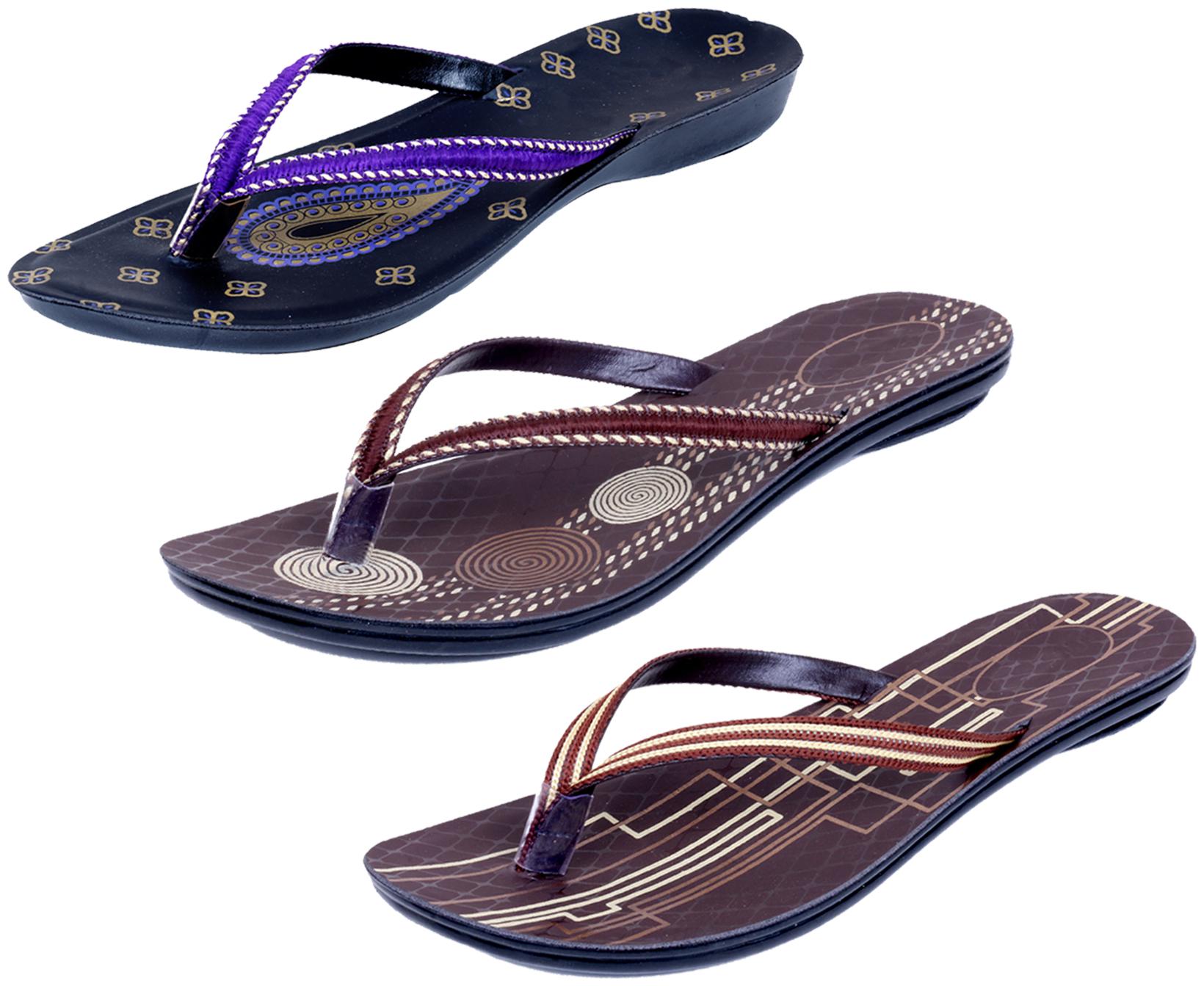 

IndiWeaves Womens Slippers Flipflops Pack of 3