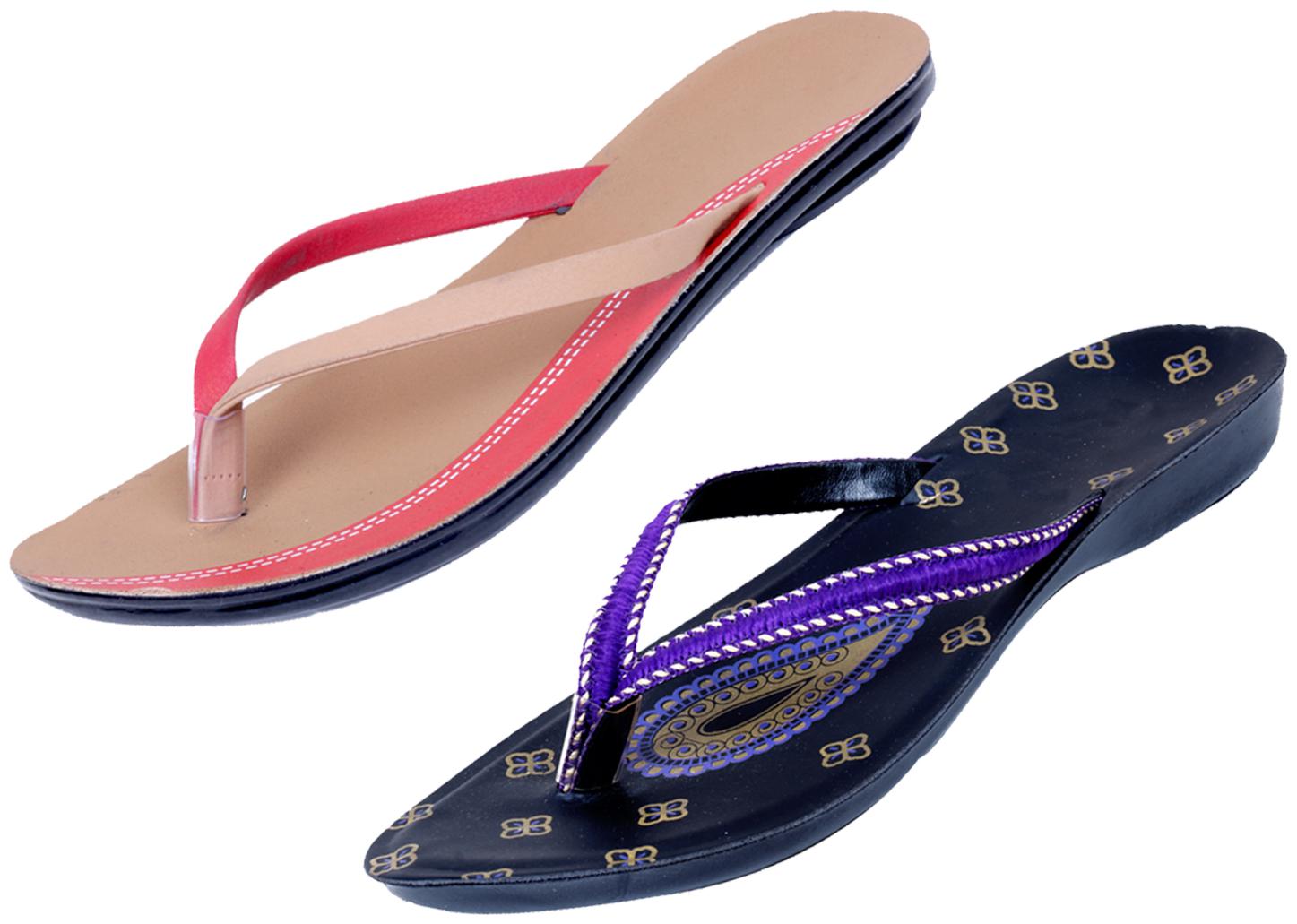 

IndiWeaves Womens Slippers Flipflops Pack of 2