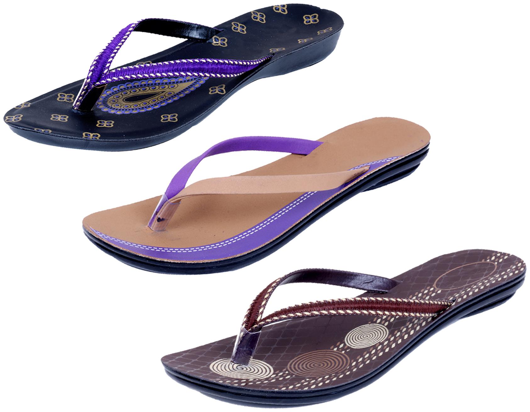 

IndiWeaves Womens Slippers Flipflops Pack of 3