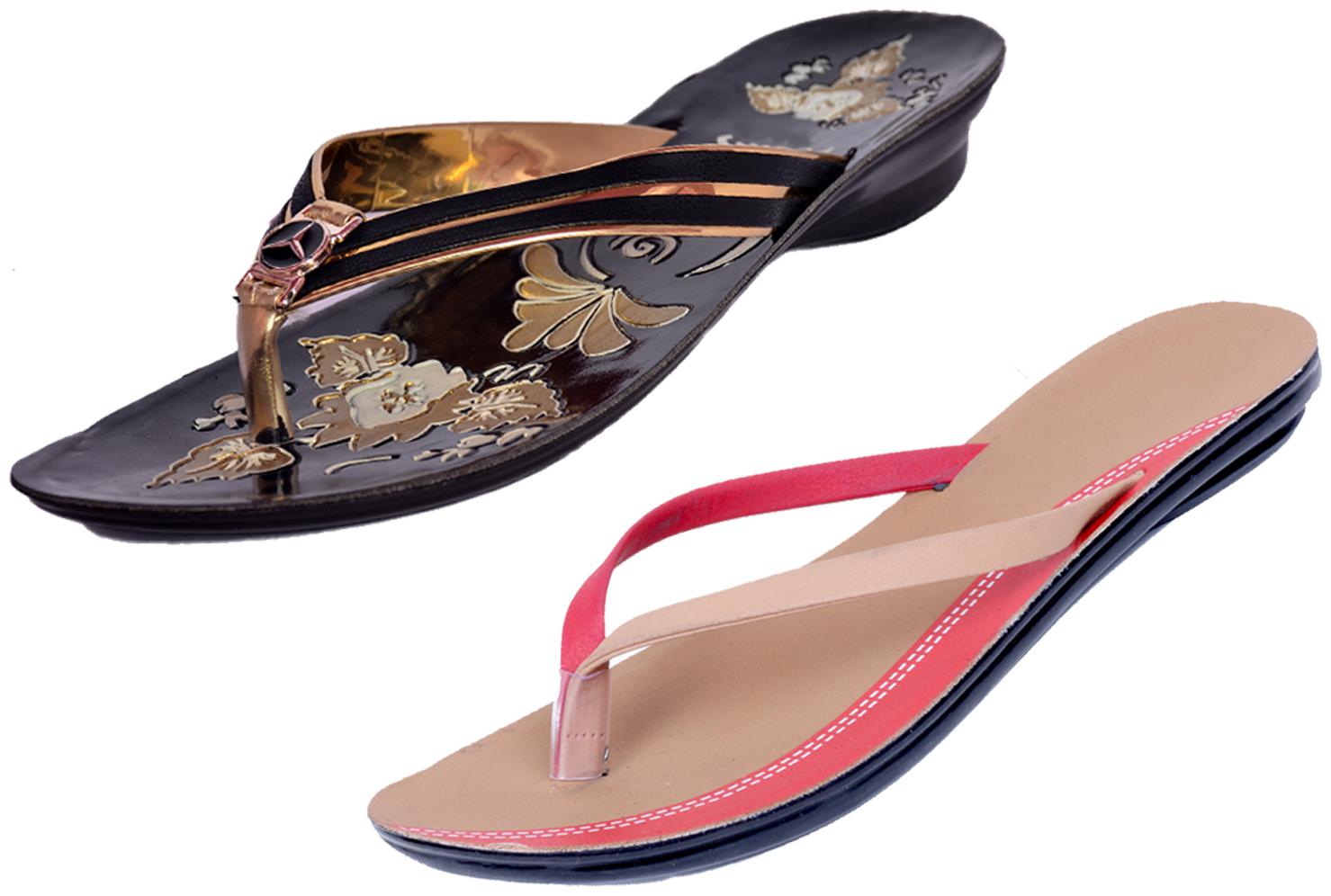 

IndiWeaves Womens Slippers Flipflops Pack of 2