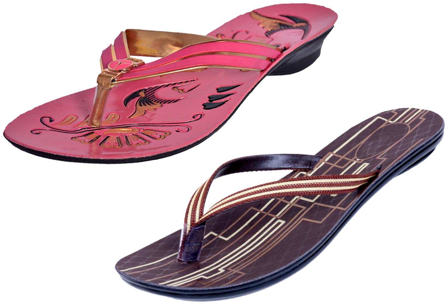 

IndiWeaves Womens Slippers Flipflops Pack of 2