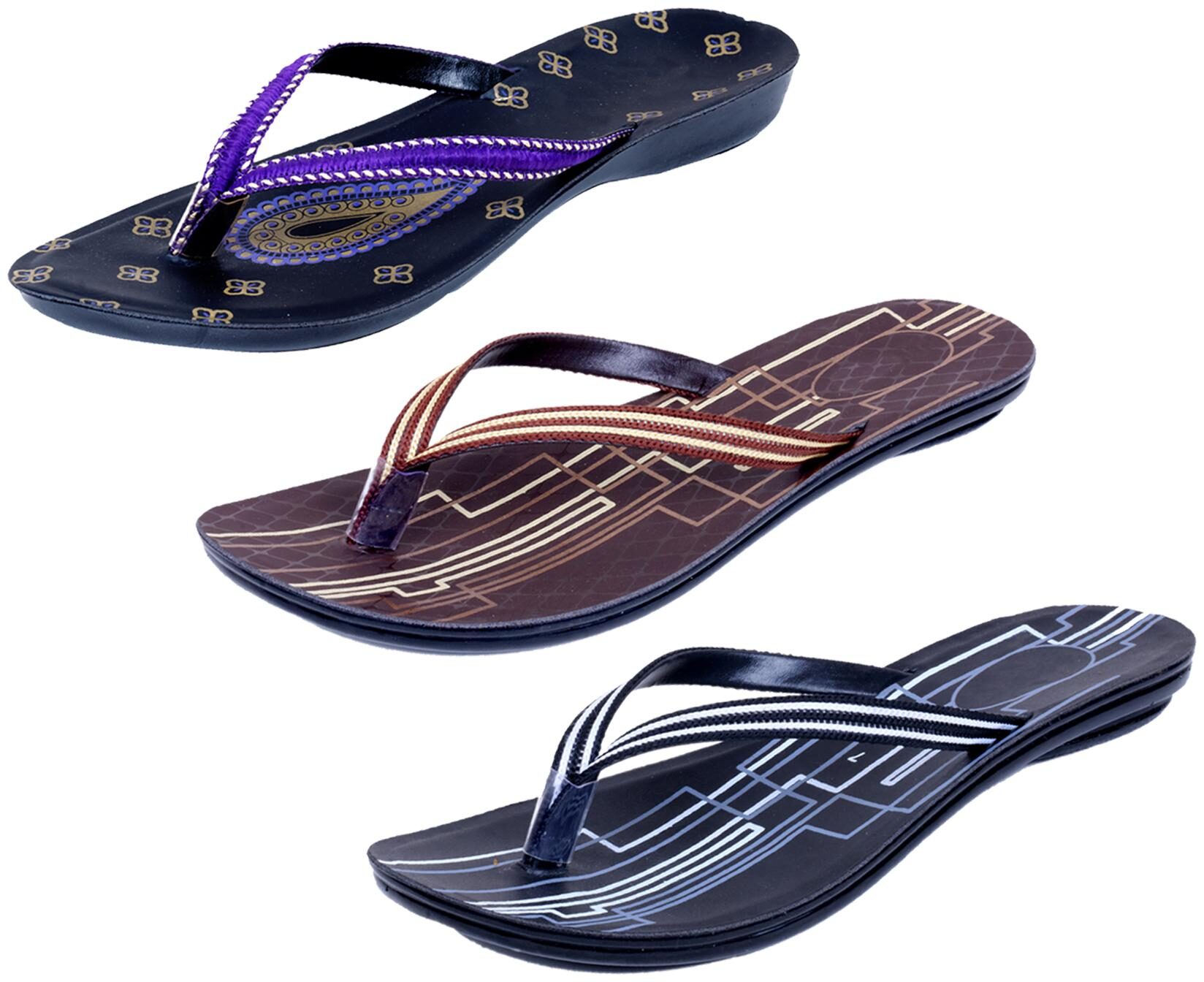 

IndiWeaves Womens Slippers Flipflops Pack of 3