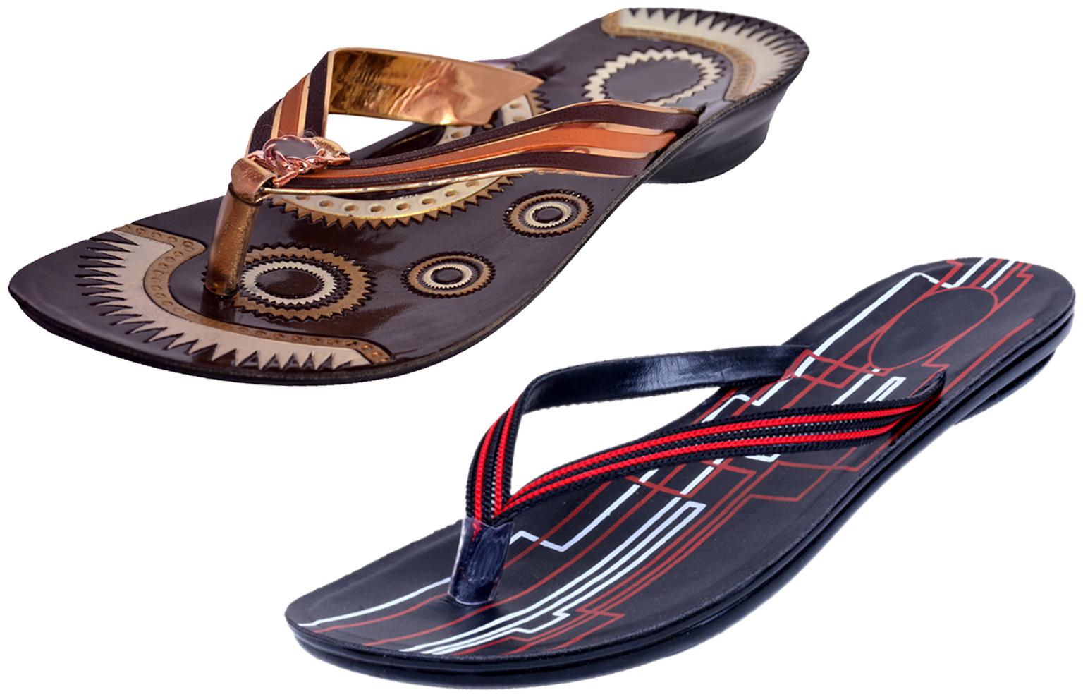 

IndiWeaves Womens Slippers Flipflops Pack of 2