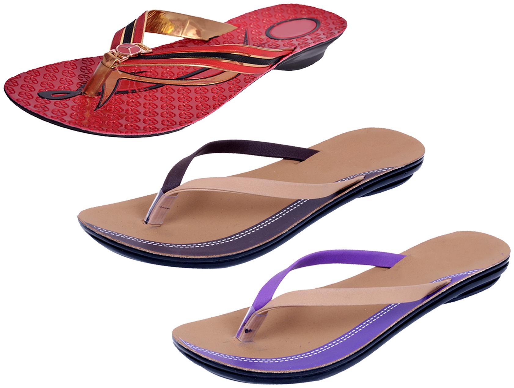 

IndiWeaves Womens Slippers Flipflops Pack of 3