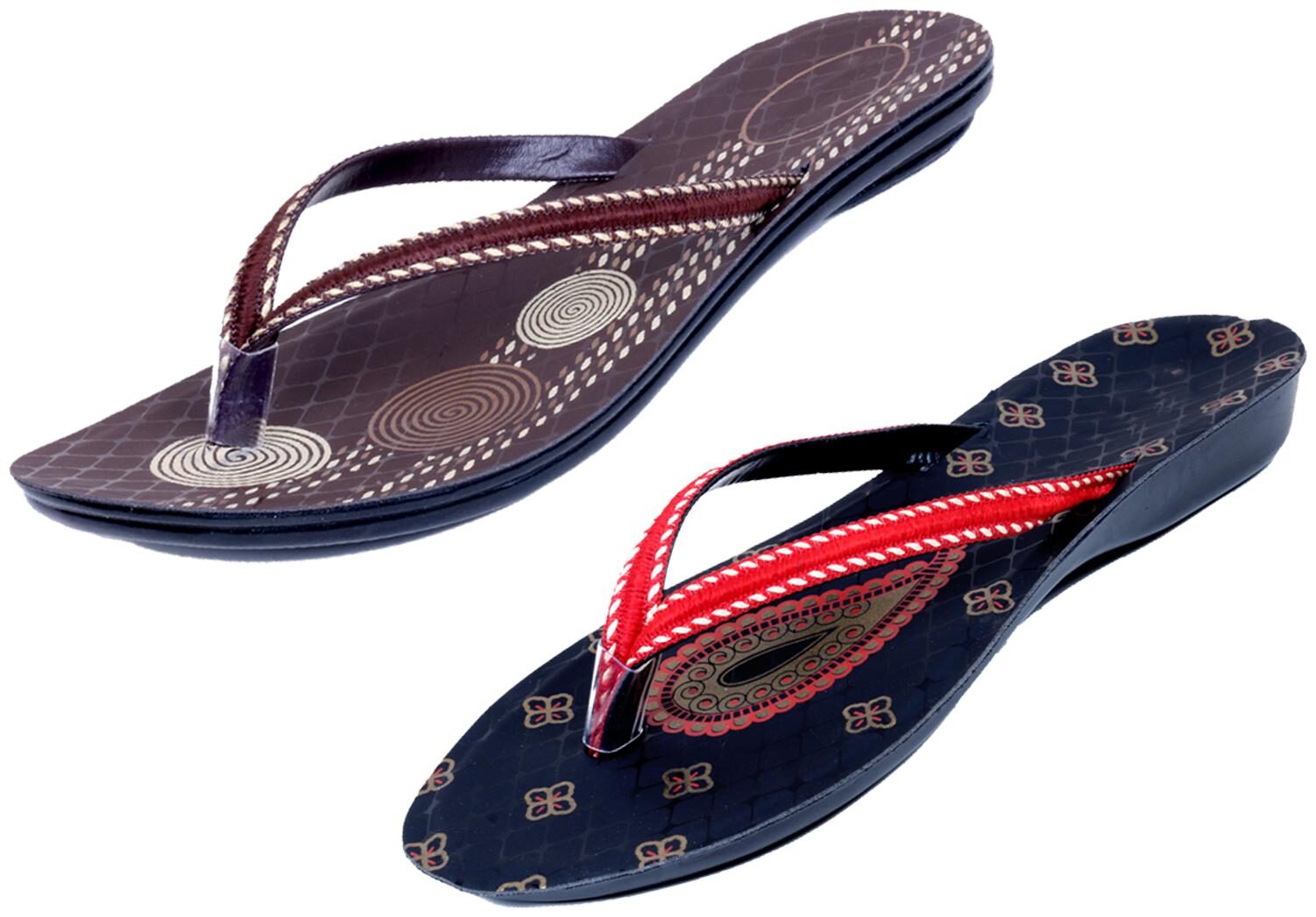 

IndiWeaves Womens Slippers Flipflops Pack of 2
