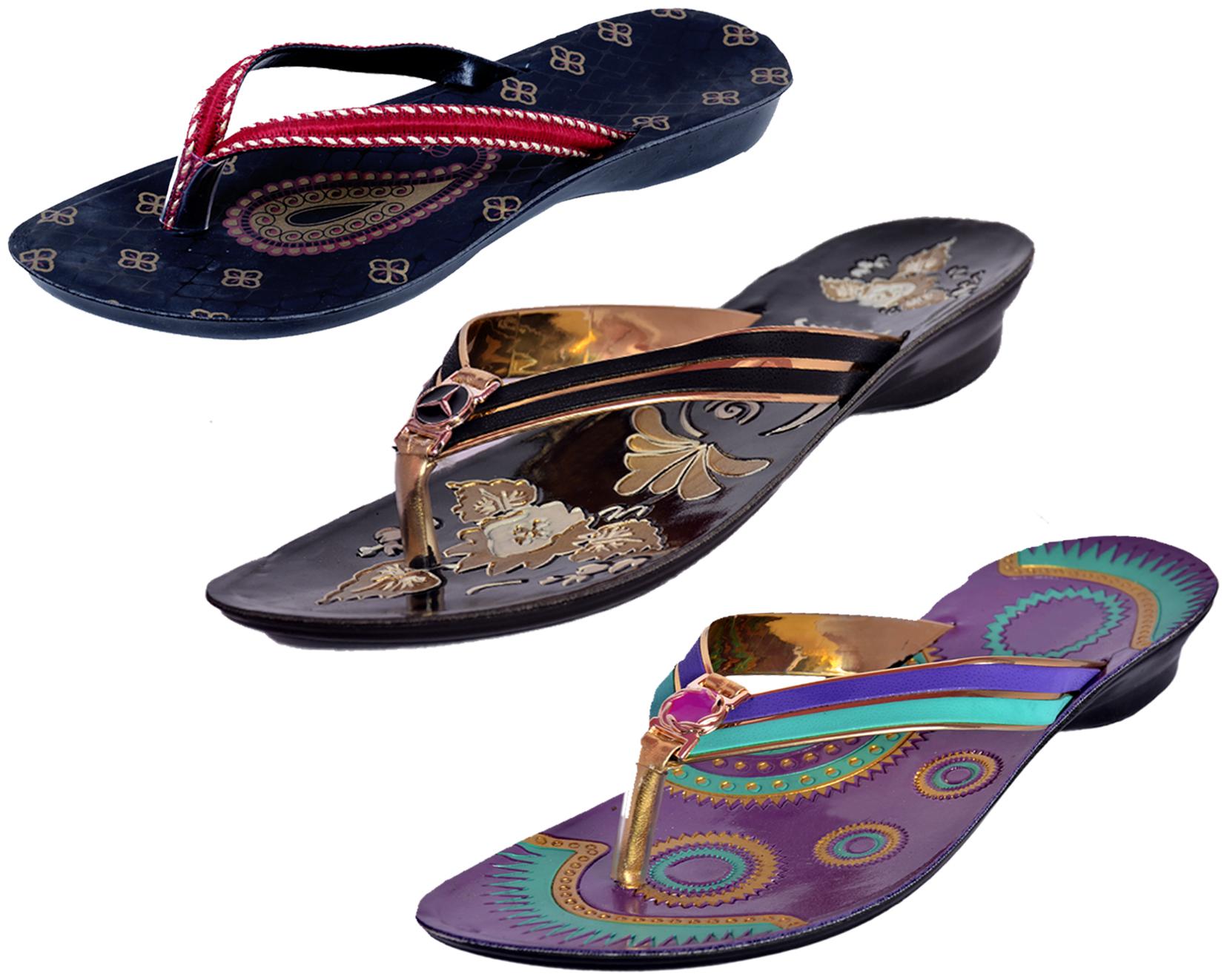 

IndiWeaves Womens Slippers Flipflops Pack of 3