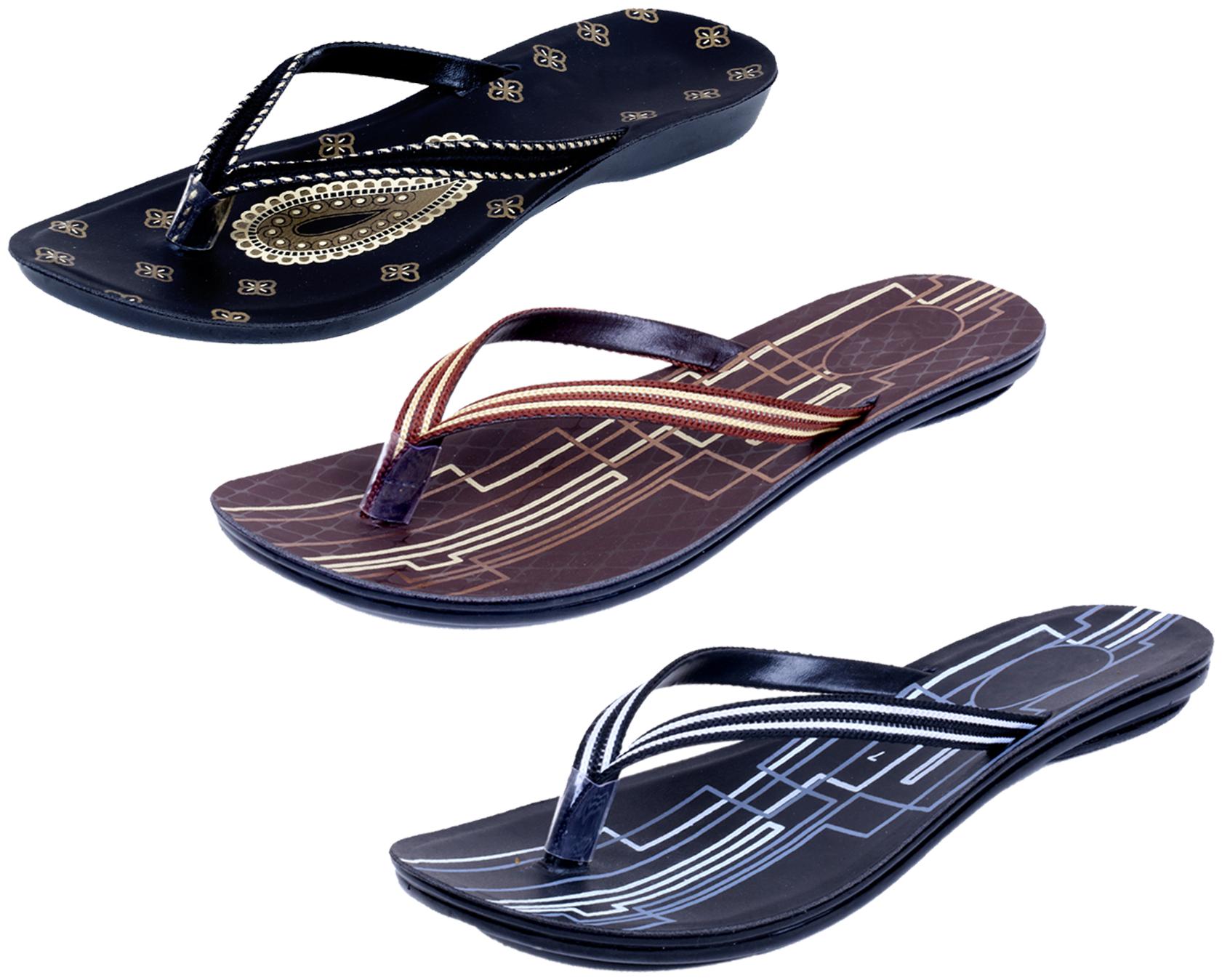 

IndiWeaves Womens Slippers Flipflops Pack of 3