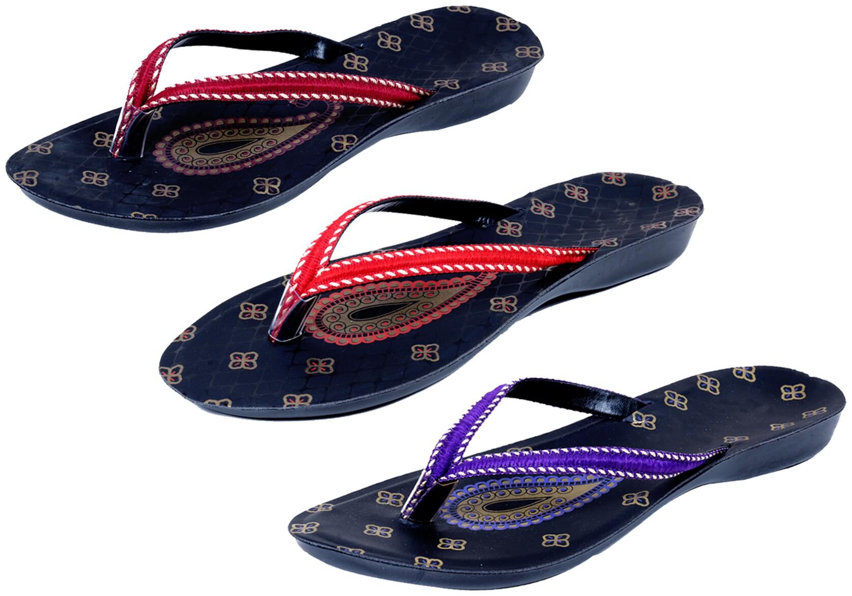

IndiWeaves Womens Slippers Flipflops Pack of 3