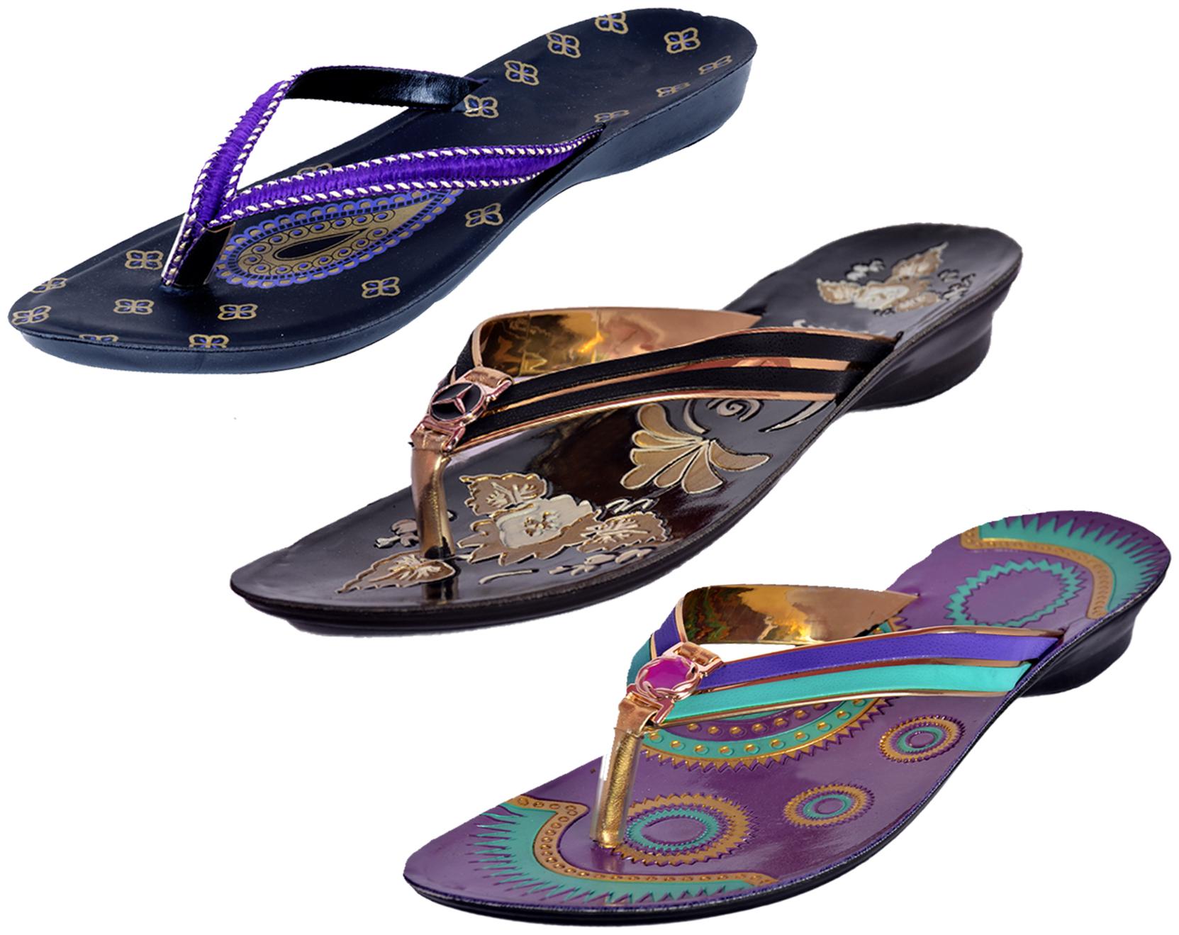 

IndiWeaves Womens Slippers Flipflops Pack of 3