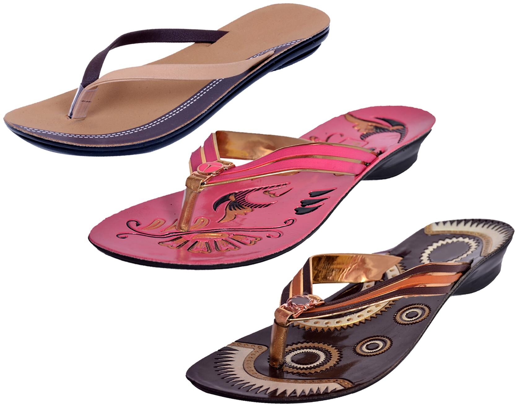 

IndiWeaves Womens Slippers Flipflops Pack of 3