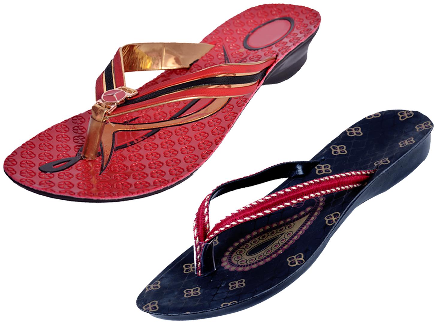

IndiWeaves Womens Slippers Flipflops Pack of 2