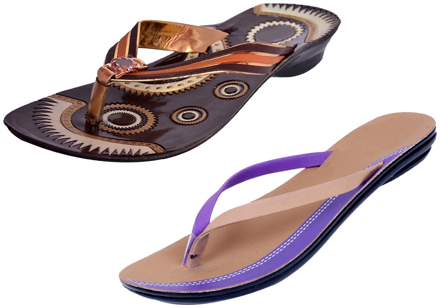 

IndiWeaves Womens Slippers Flipflops Pack of 2