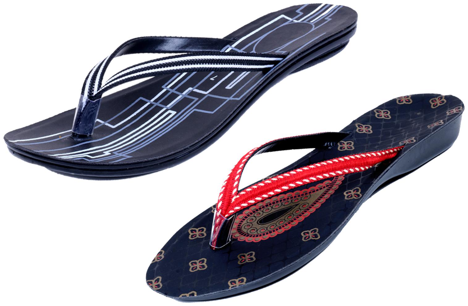 

IndiWeaves Womens Slippers Flipflops Pack of 2