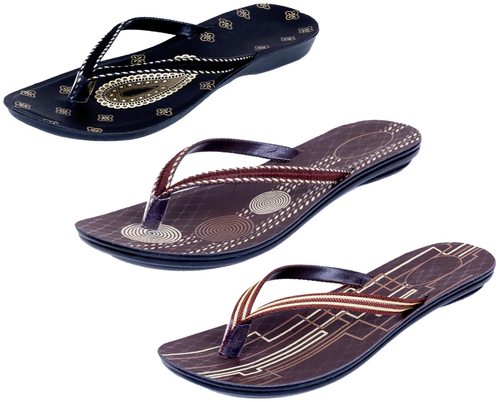

IndiWeaves Womens Slippers Flipflops Pack of 3
