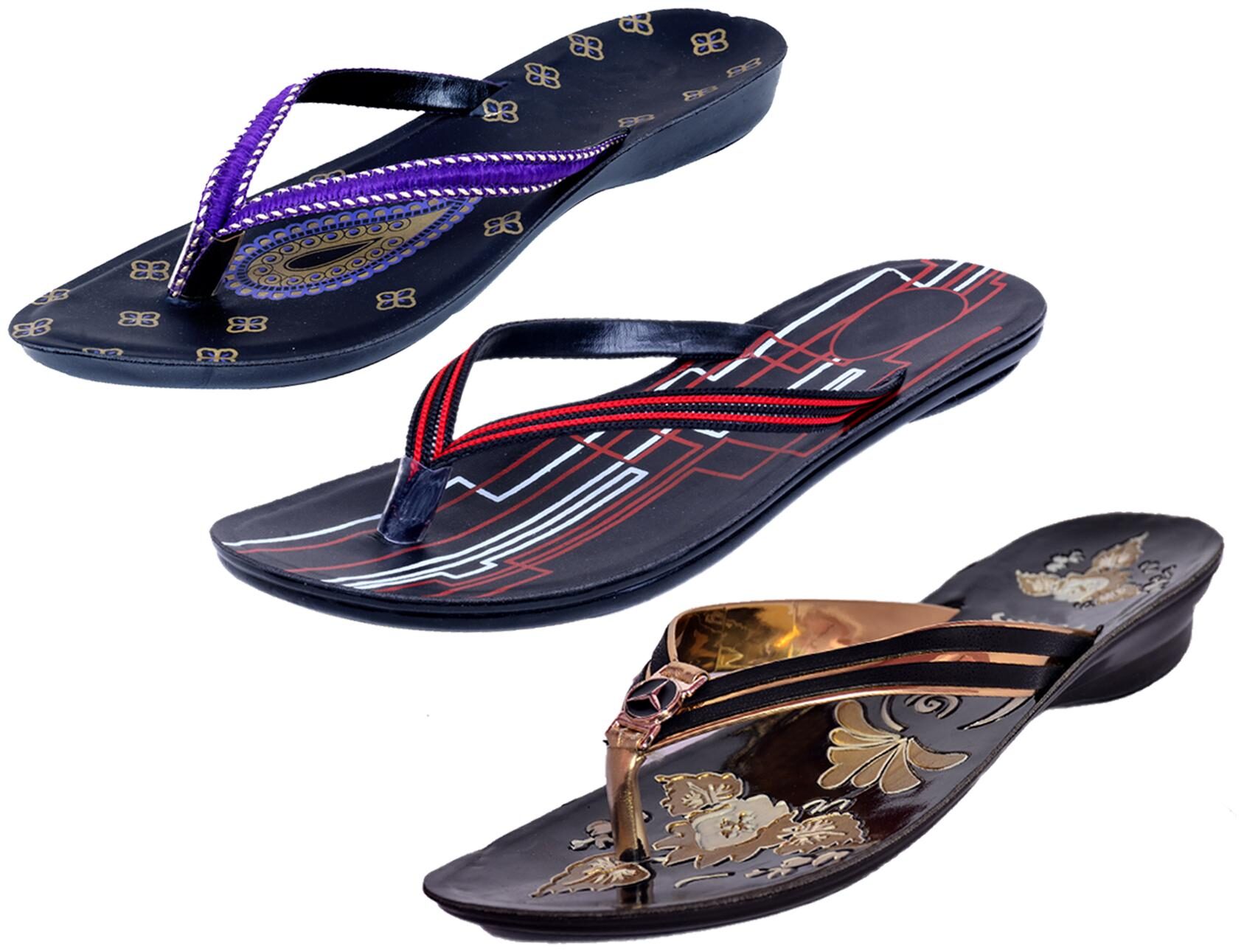 

IndiWeaves Womens Slippers Flipflops Pack of 3