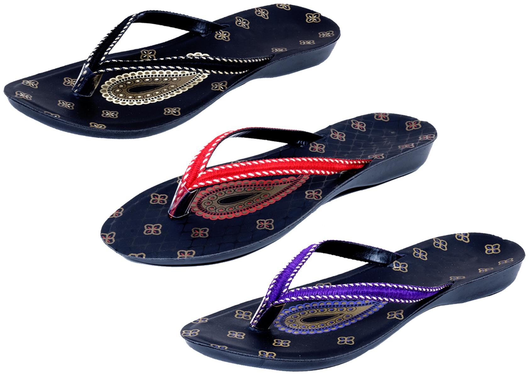 

IndiWeaves Womens Slippers Flipflops Pack of 3