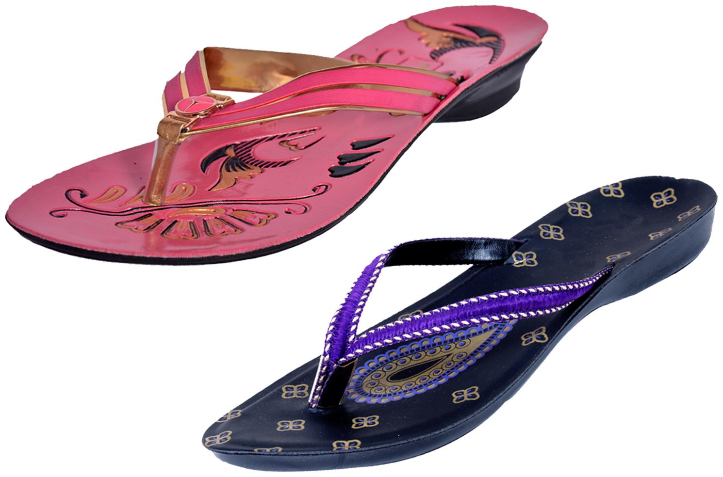 

IndiWeaves Womens Slippers Flipflops Pack of 2
