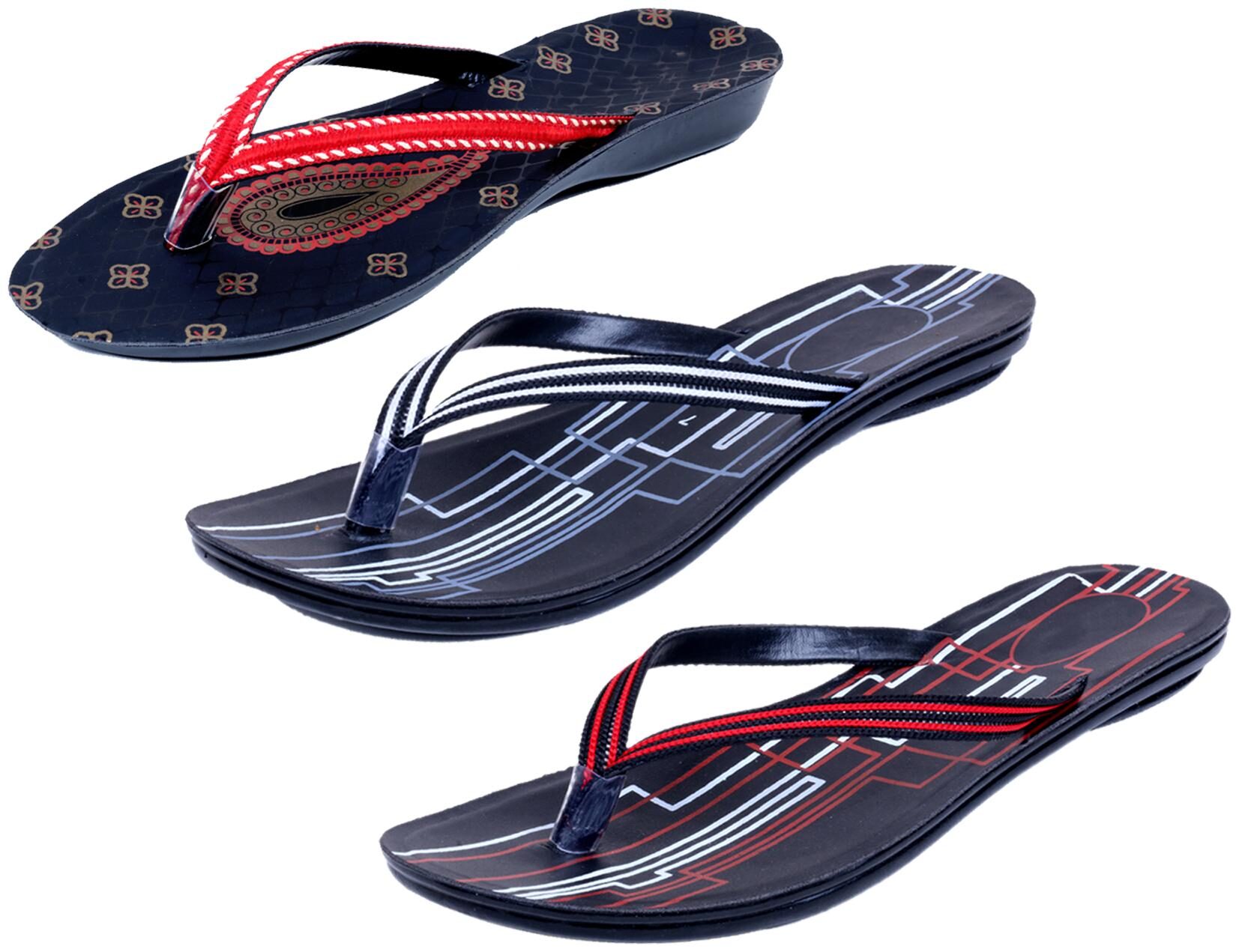 

IndiWeaves Womens Slippers Flipflops Pack of 3