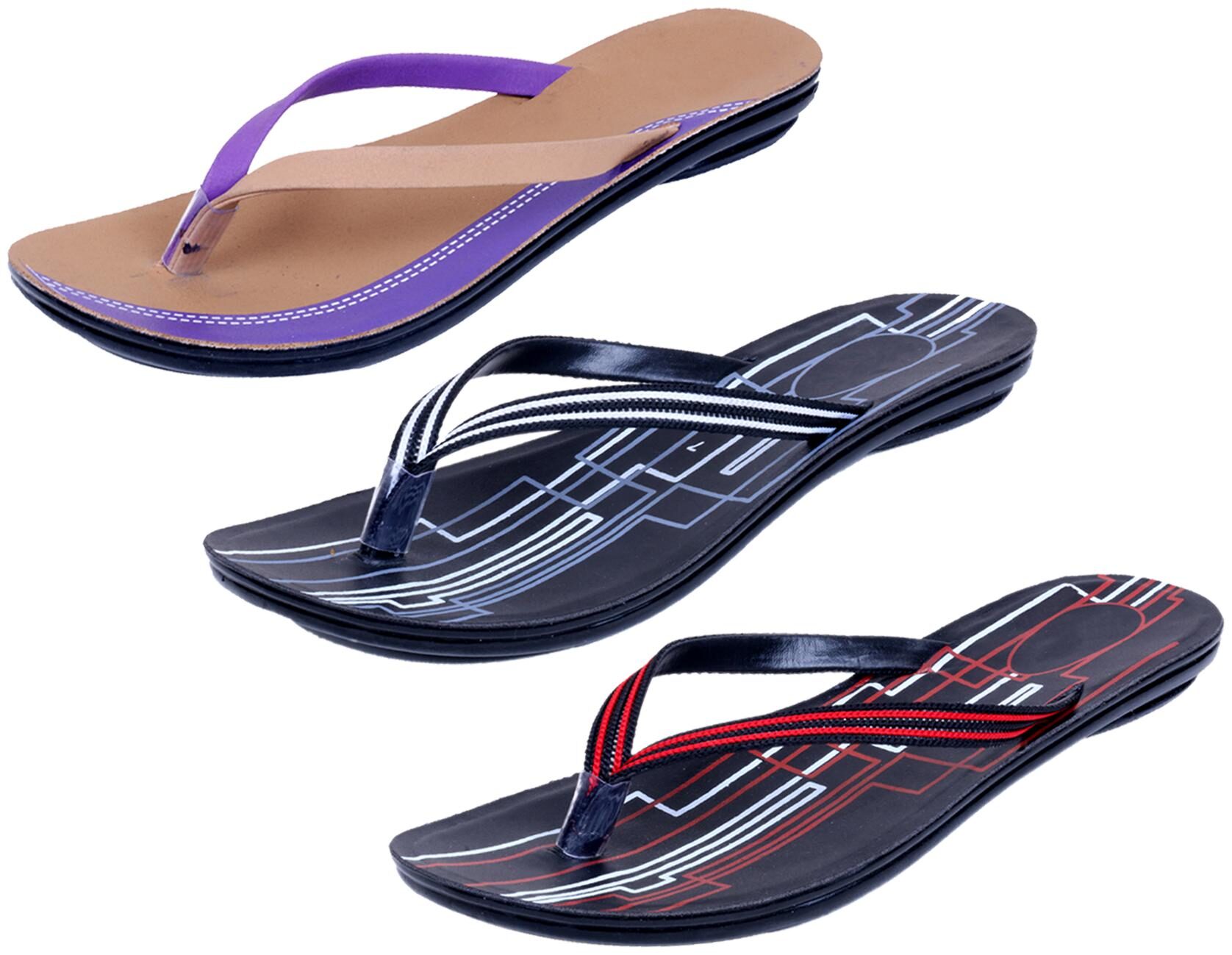 

IndiWeaves Womens Slippers Flipflops Pack of 3