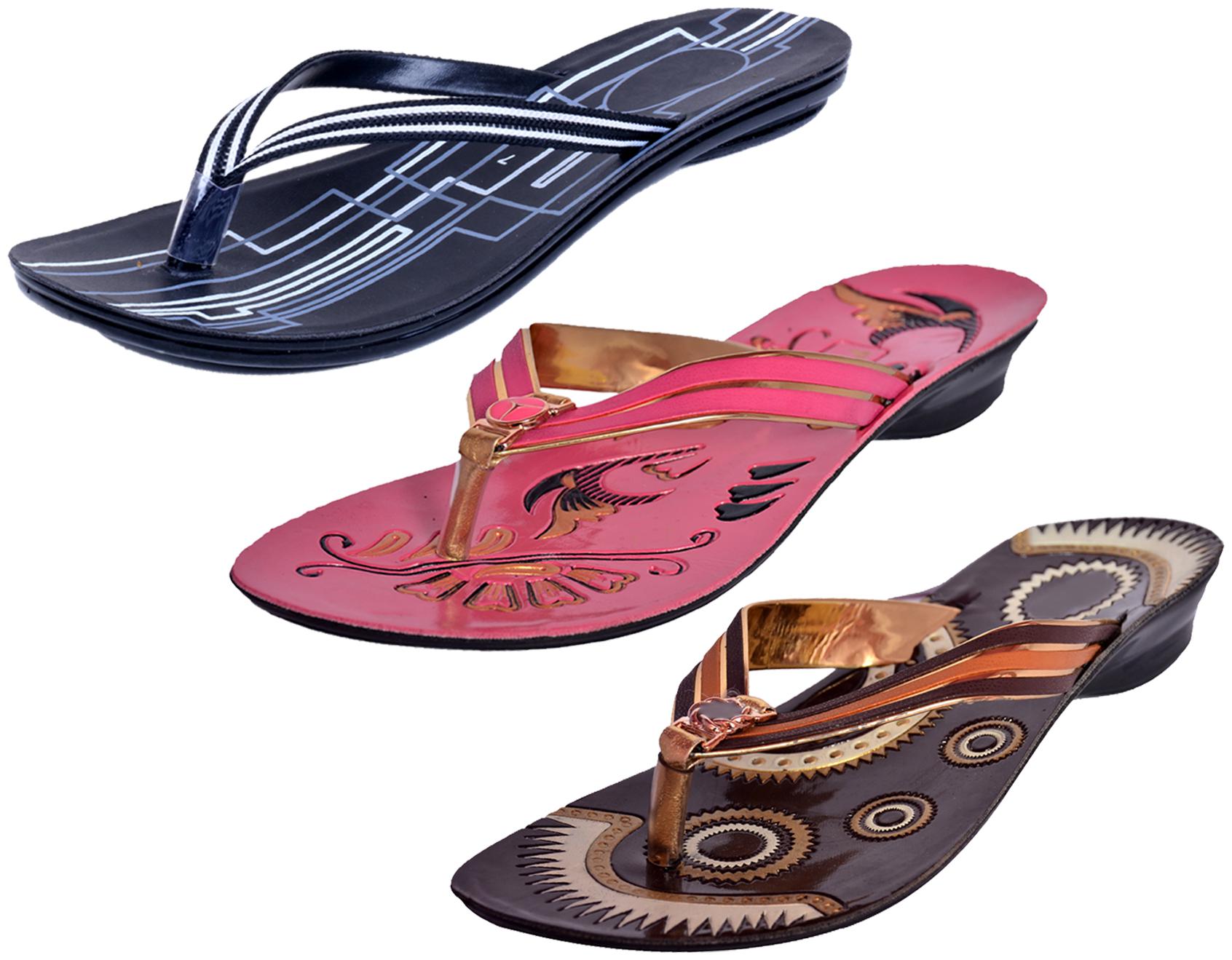 

IndiWeaves Womens Slippers Flipflops Pack of 3