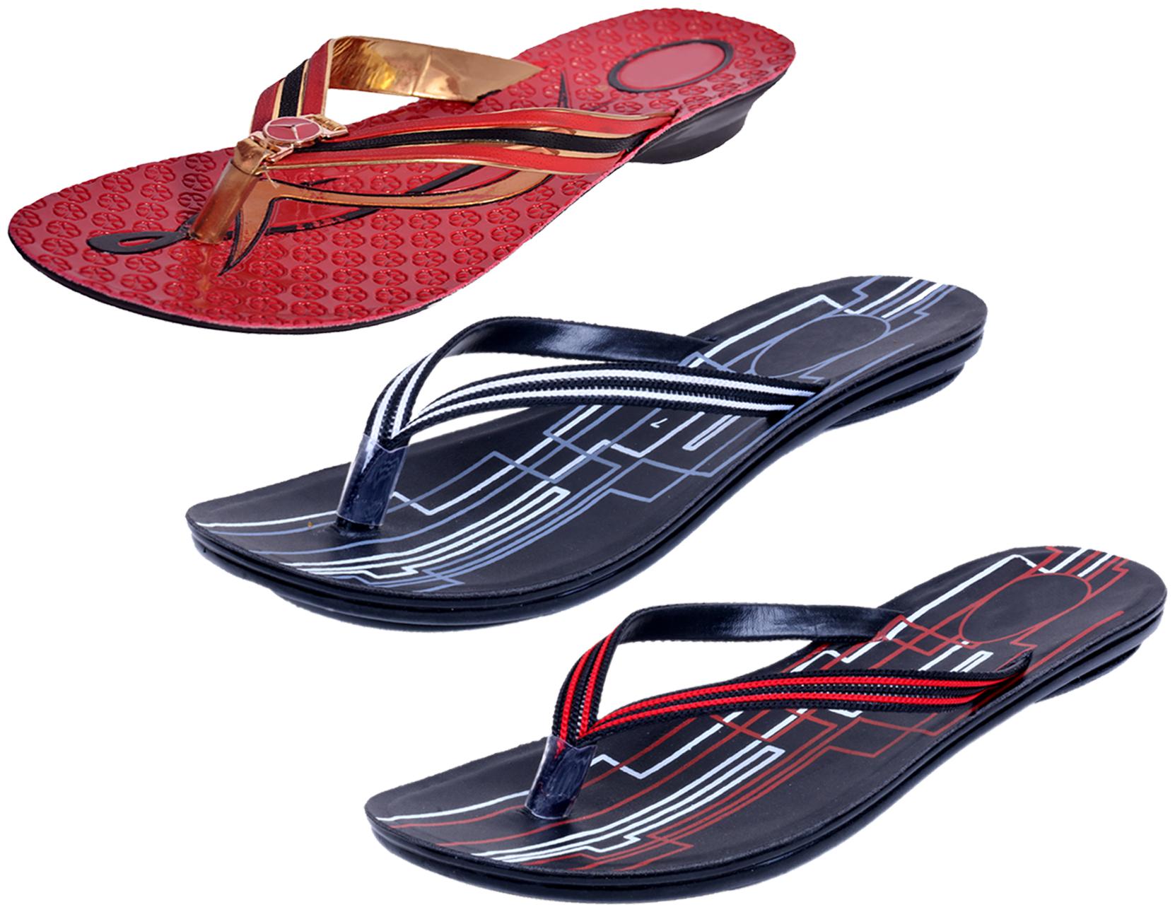 

IndiWeaves Womens Slippers Flipflops Pack of 3