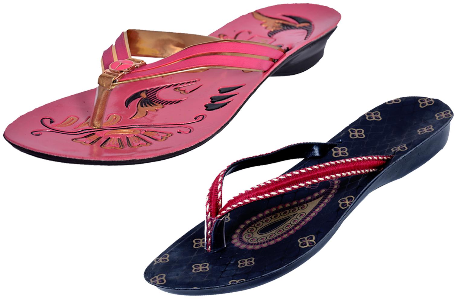 

IndiWeaves Womens Slippers Flipflops Pack of 2