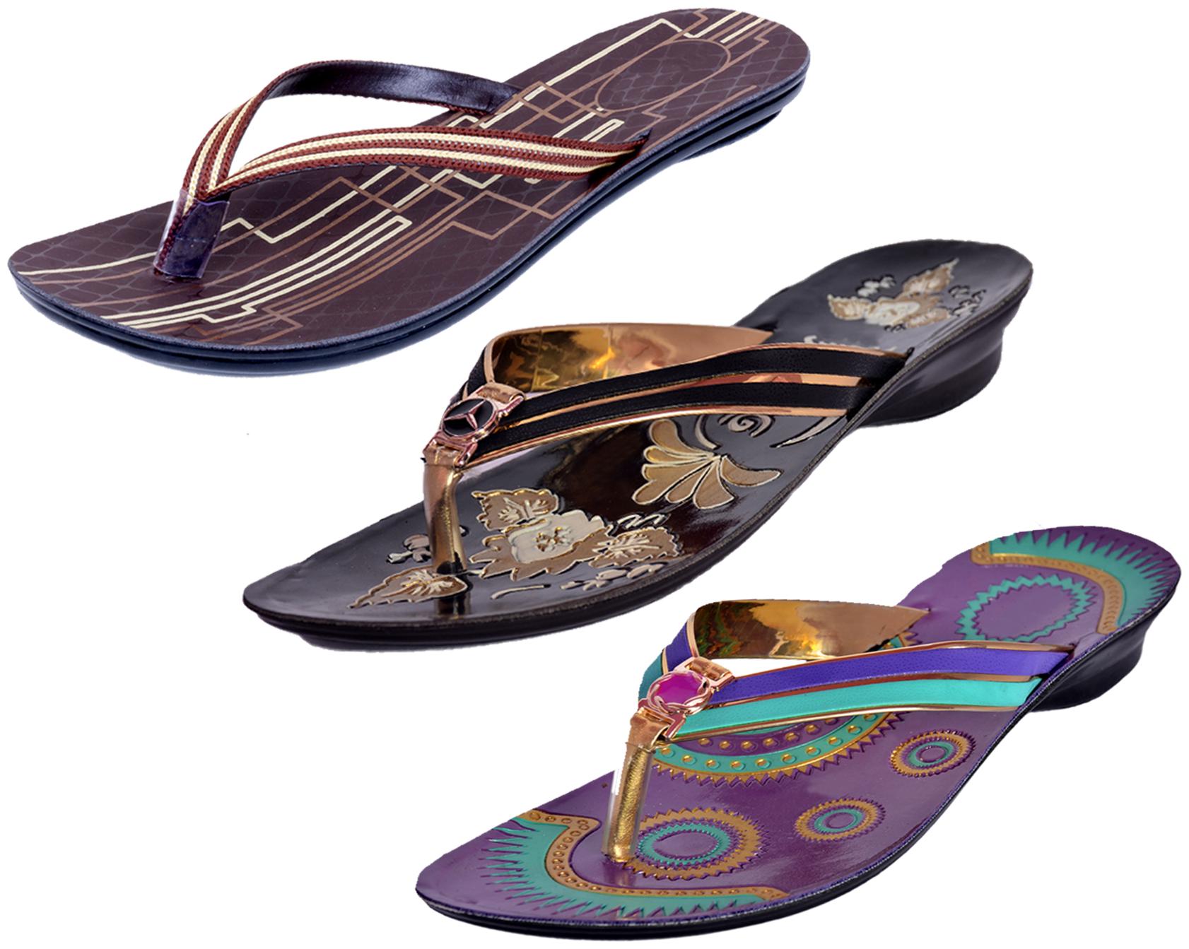 

IndiWeaves Womens Slippers Flipflops Pack of 3