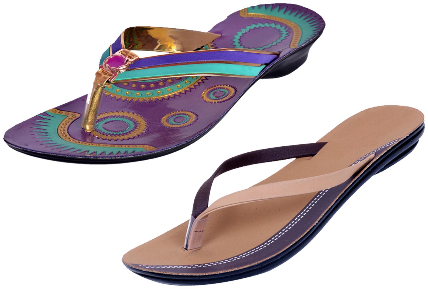 

IndiWeaves Womens Slippers Flipflops Pack of 2