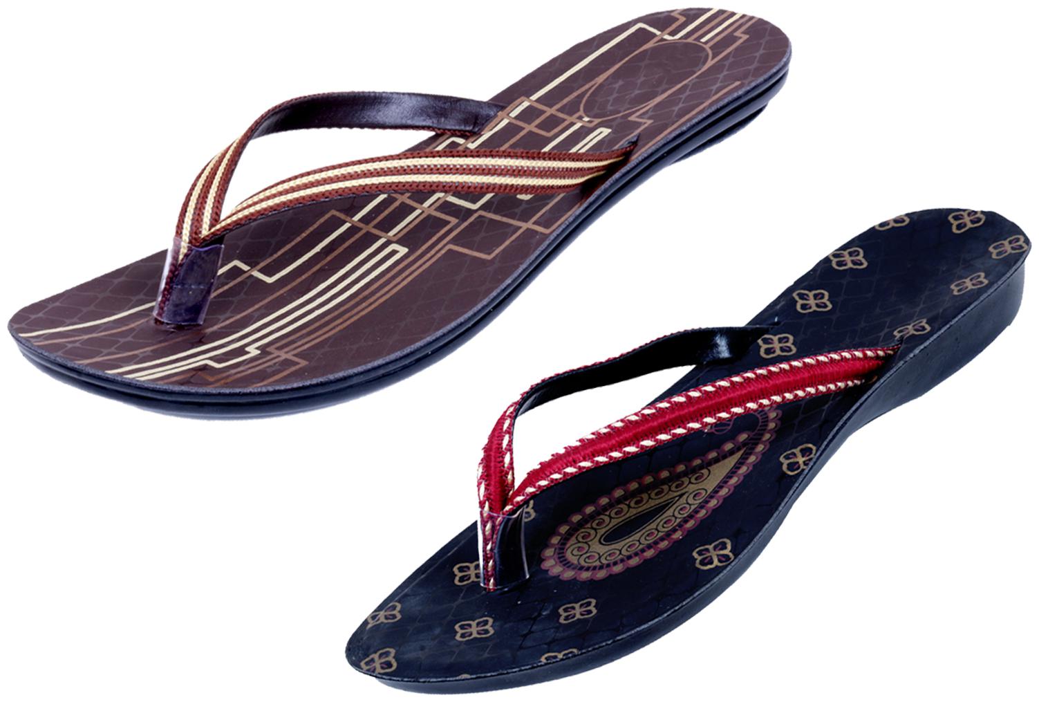 

IndiWeaves Womens Slippers Flipflops Pack of 2