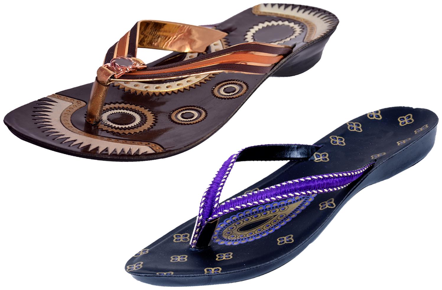 

IndiWeaves Womens Slippers Flipflops Pack of 2