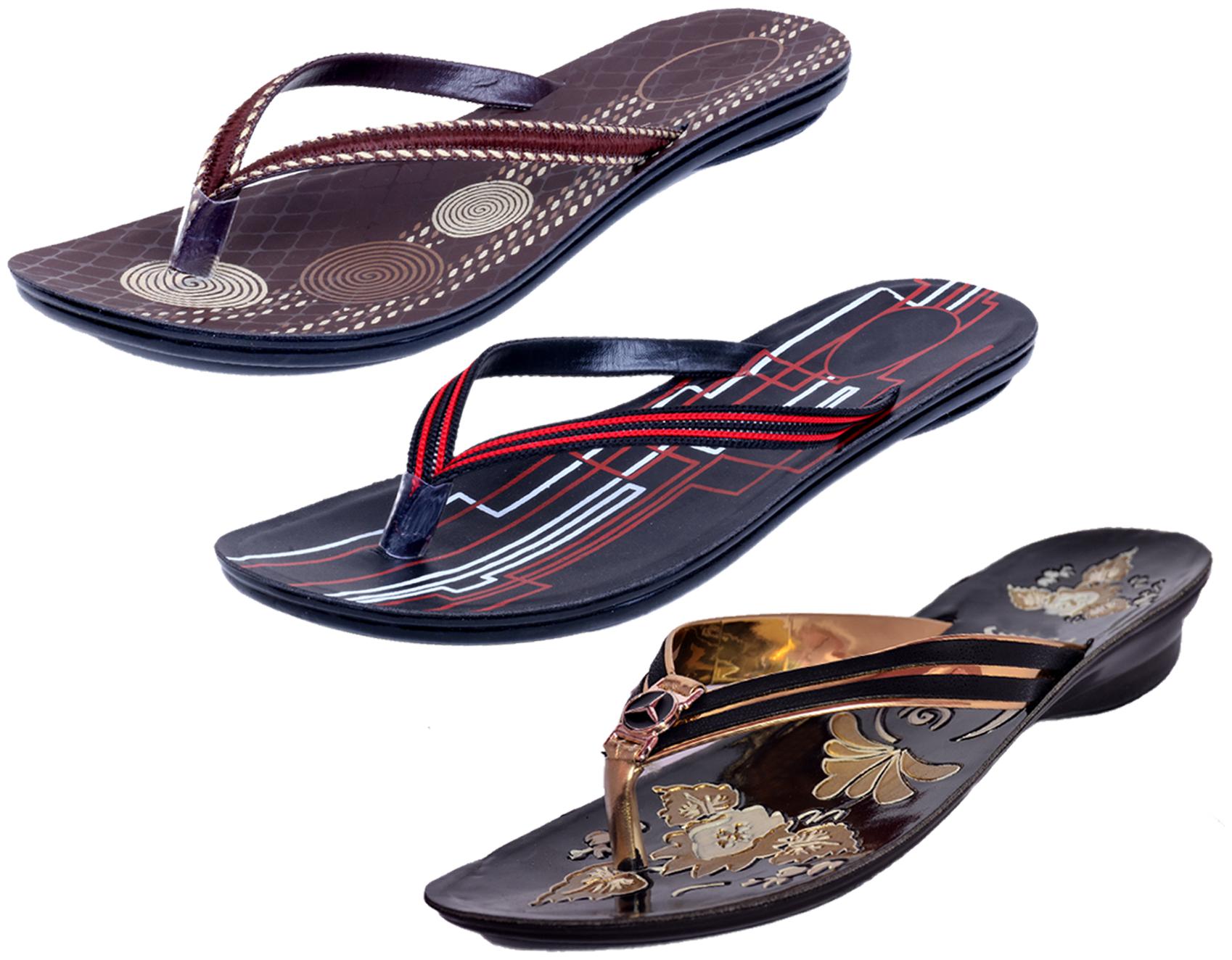 

IndiWeaves Womens Slippers Flipflops Pack of 3