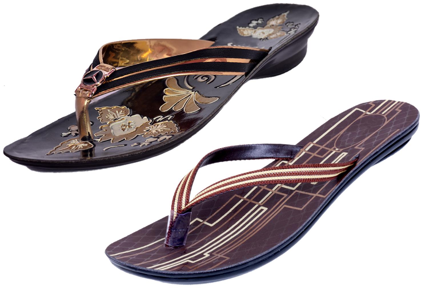 

IndiWeaves Womens Slippers Flipflops Pack of 2