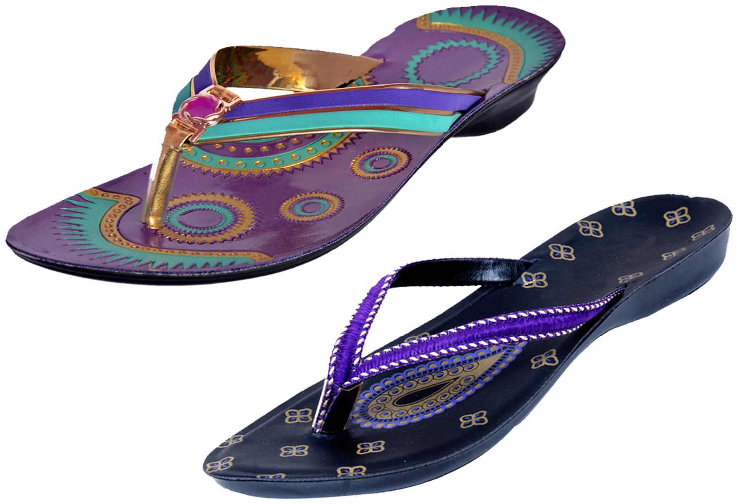 

IndiWeaves Womens Slippers Flipflops Pack of 2