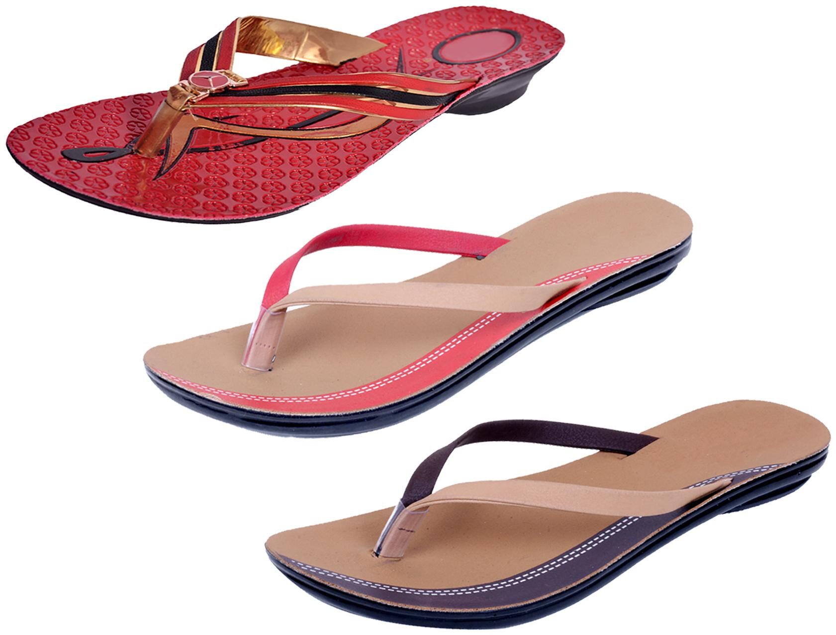 

IndiWeaves Womens Slippers Flipflops Pack of 3